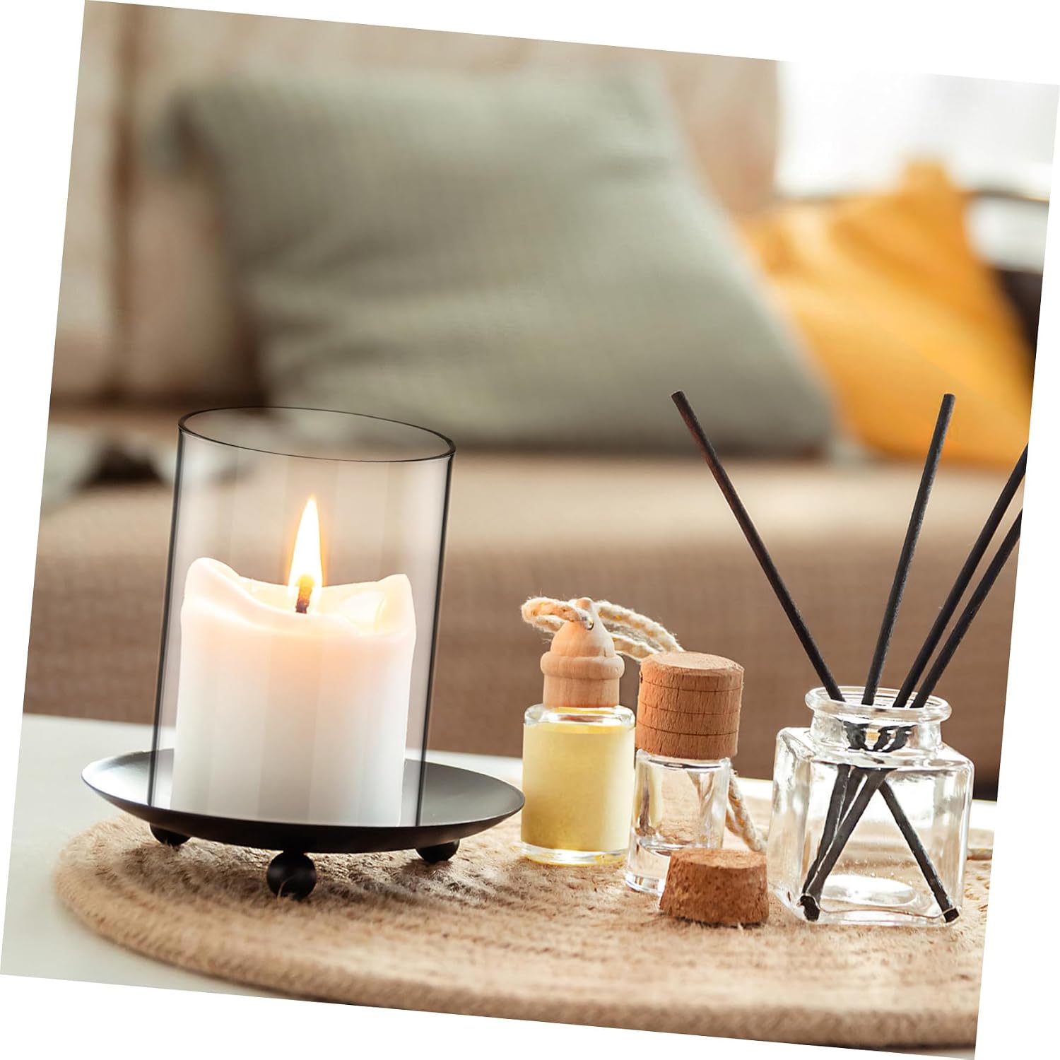 SOLUSTRE 2Pcs Transparent Glass Candle Covers Windproof Decorative Holders for Dining Room Open Flame Candle Chimney Tube Shade Safe Glass Material