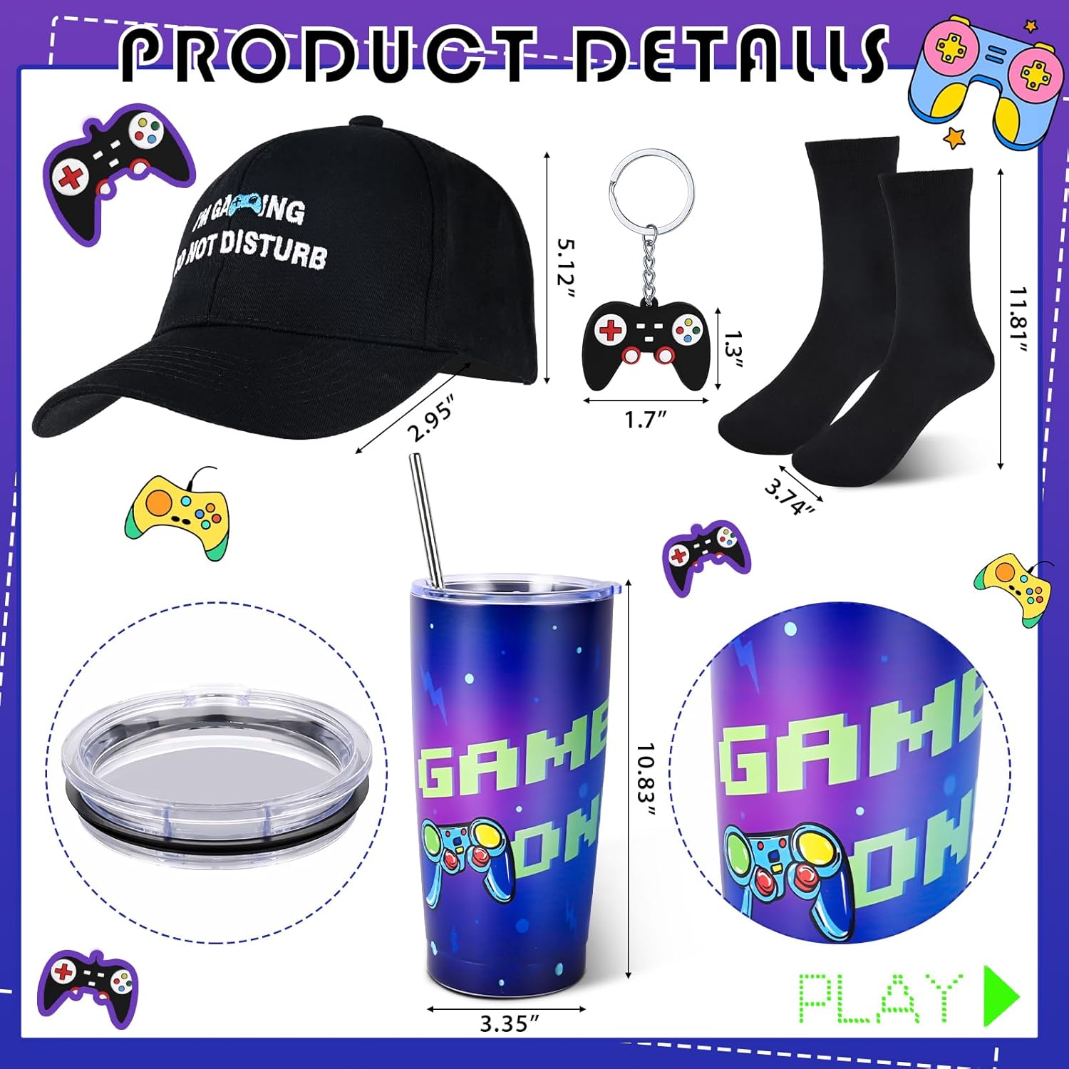 VAIPI Gamer Gifts for Men, Cool Gaming Stuff Gifts with Gaming Throw Blanket 20 oz Tumbler Hat Socks Keychain Fathers Day Gift Ideas for Game Lovers, Men, Dad, Teen, Boyfriend, Teenage Boys