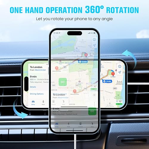 Miniatura 4 de Vebach - Cargador magnético inalámbrico para automóvil, cargador de coche magnético de metal Mag-Safe para montaje de ventilación de aire, cargador