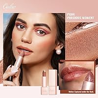 Vista 3 de Oulac Lápiz labial marrón nude para mujer, bálsamo labial tintado hidratante, textura cremosa, maquillaje de labios ligero, vegano y sin gluten
