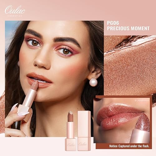 Miniatura 3 de Oulac Lápiz labial marrón nude para mujer, bálsamo labial tintado hidratante, textura cremosa, maquillaje de labios ligero, vegano y sin gluten,