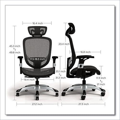 Miniatura 3 de Alera Minerva Silla giratoria ergonómica de escritorio para computadora, silla de trabajo de malla para oficina, asiento ajustable, brazos,