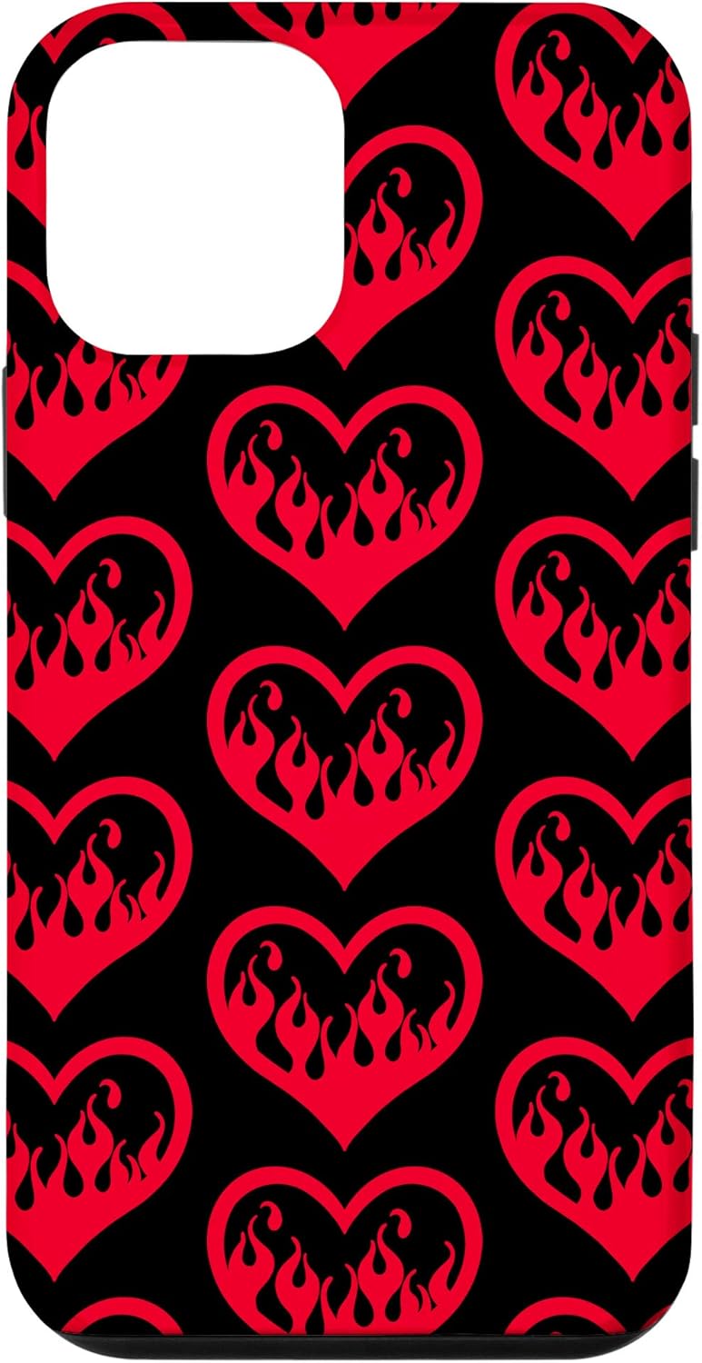 iPhone XR Valentine's Day Flames Heart Gothic Y2K Goth E-Girl Emo Red Case