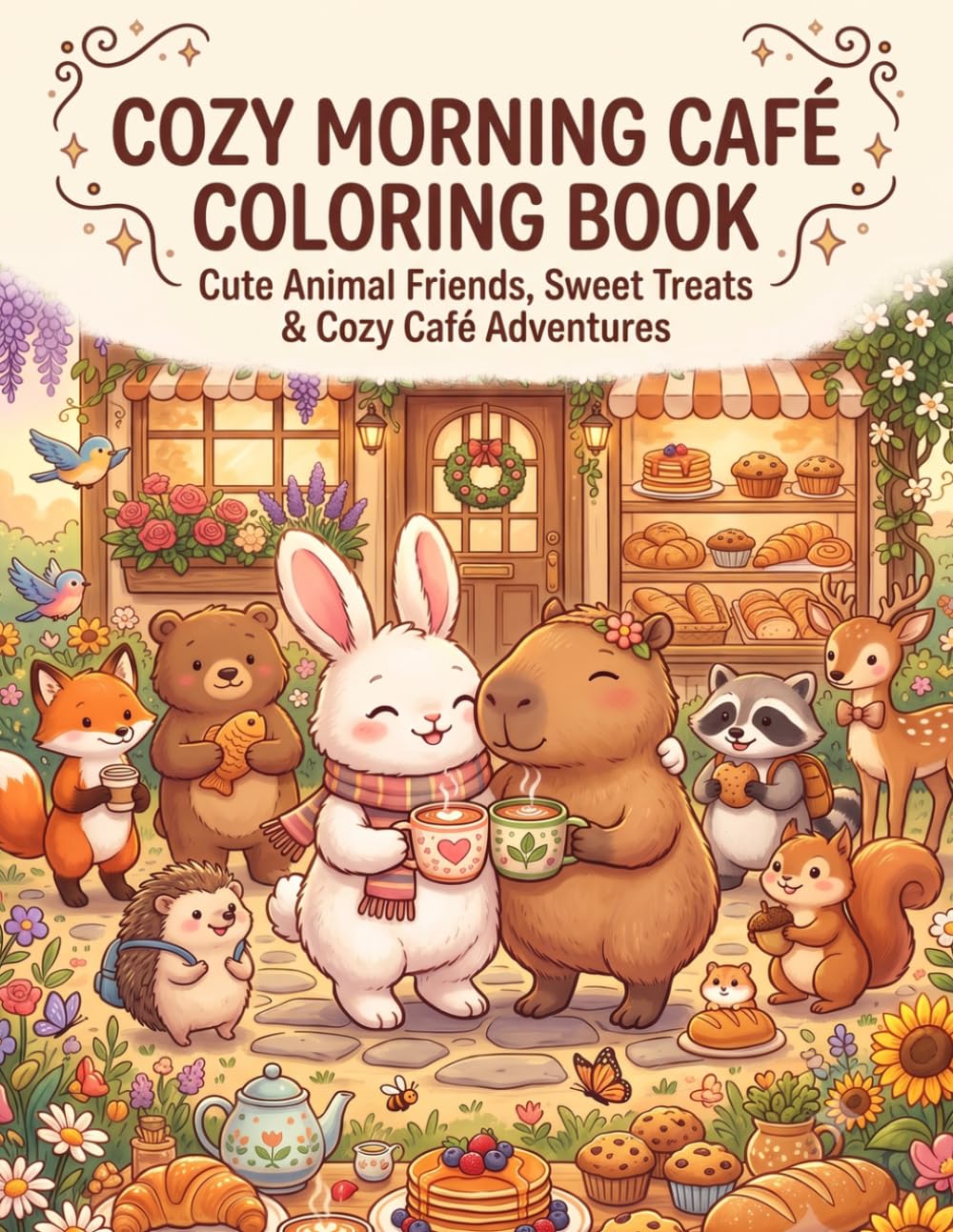 COZY MORNING CAFÉ COLORING BOOK: Cute Animal Friends, Sweet Treats & Cozy Café Adventures