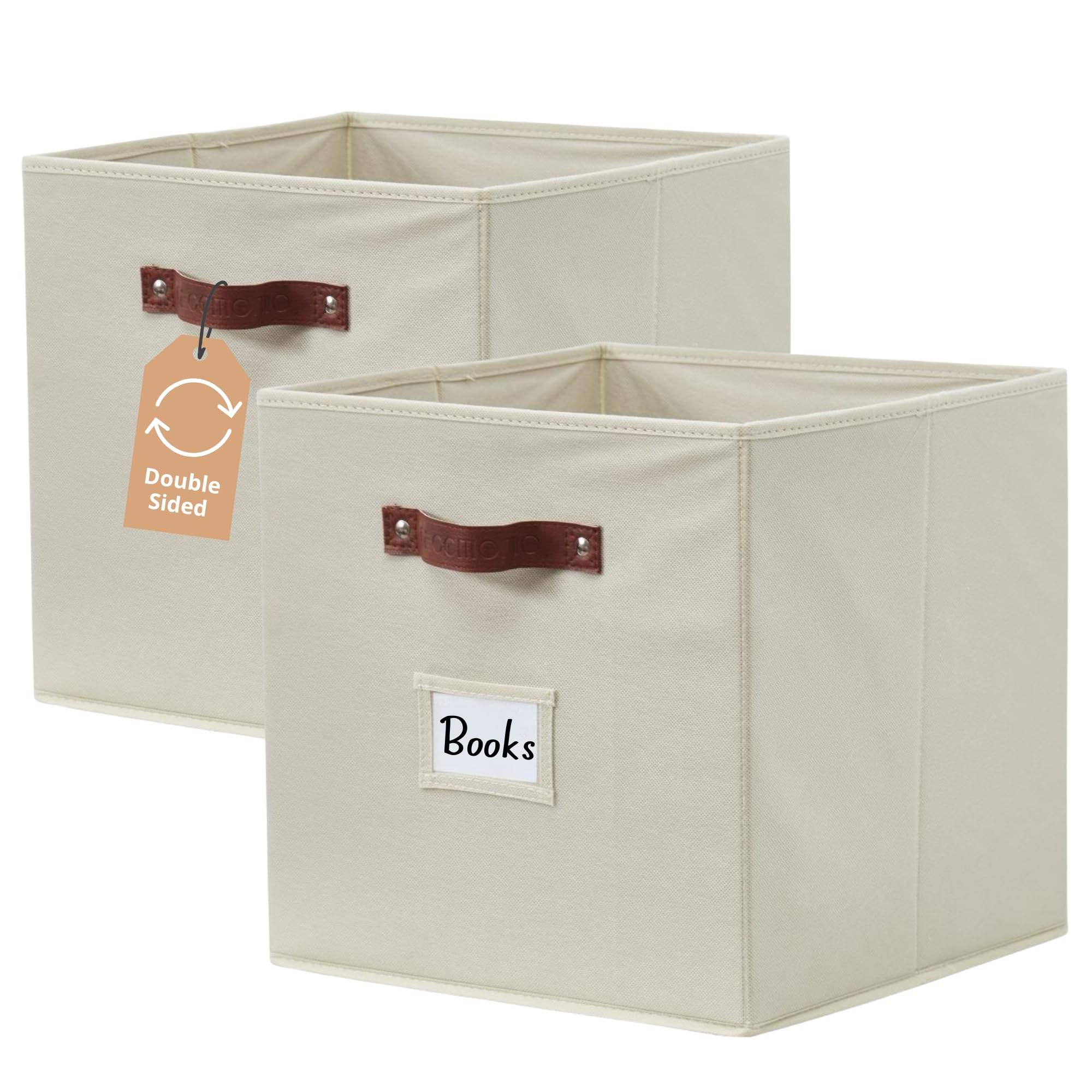 Photo 1 of 1 DECOMOMO Storage Baskets, 13x15x13 Storage Cube Bins with Labels for Organizing Shelves Kallax (Kallax / 1pcs, Beige)