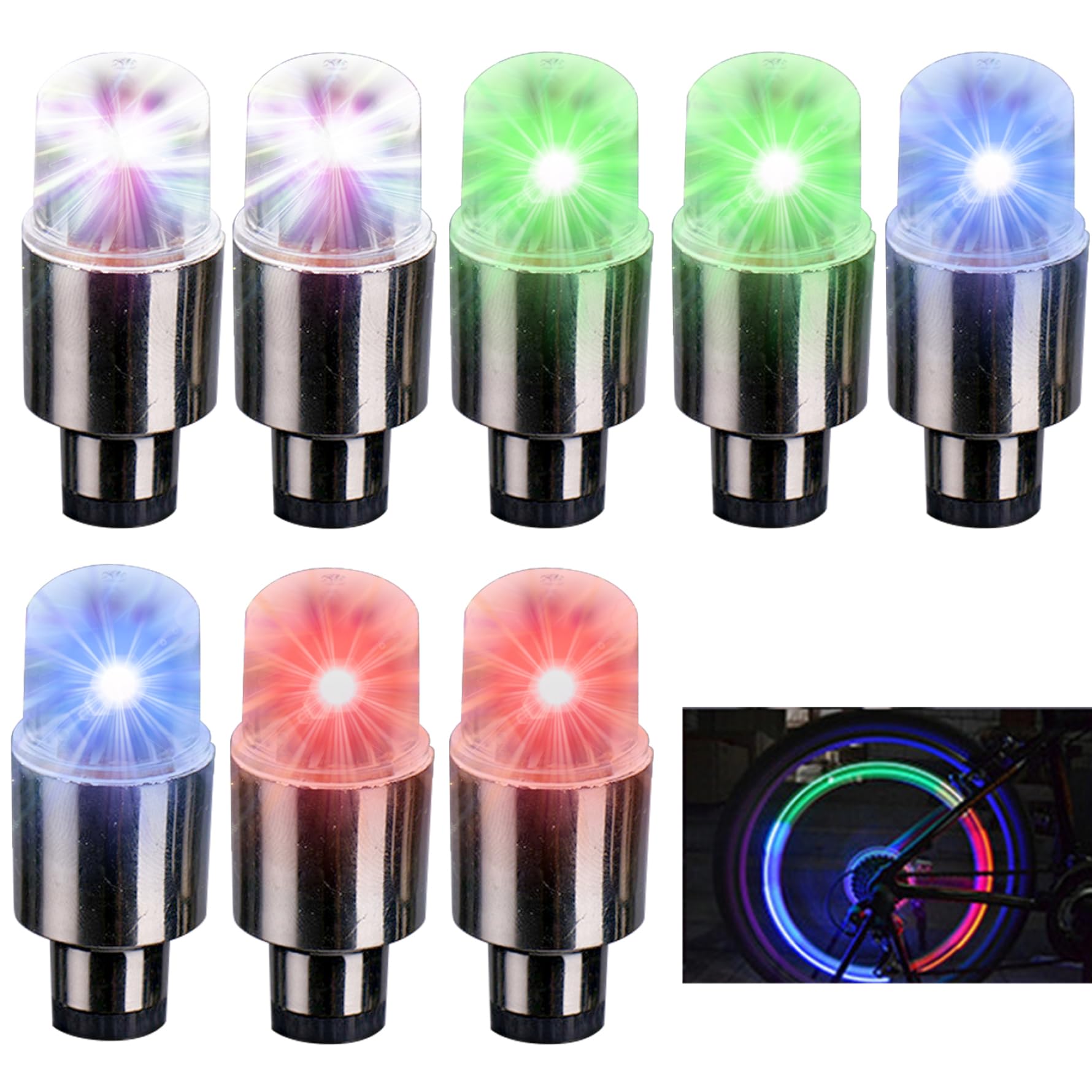 Luci per Ruote per Bici da 8 Pezzi, luci per Pneumatici per Bici Impermeabili di Sicurezza, Raggio per Bicicletta Flash ad Alta Trasmissione Luminosa per Auto da per Uomo e Donna