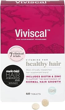 Viviscal Hair Growth Supplement for Women, 60 Tablets, with Biotin, Zinc & Marine Protein Complex AminoMar C, Supports Healthy Hair Growth, 1 month supply