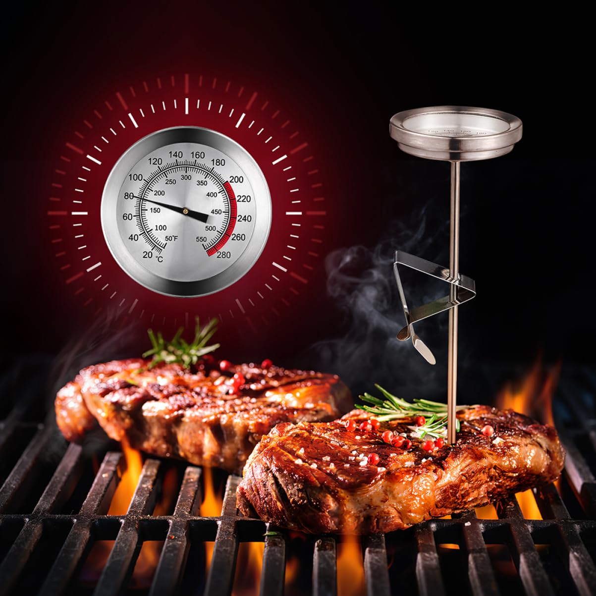 TOPBATHY 3 Pz Termometro Sonda Di Temperatura Di Cottura Barbecue Misuratore Di Temperatura Della Carne Sonda Di Temperatura In Acciaio Strumento Di Misura Fritto In Acciaio Inossidabile
