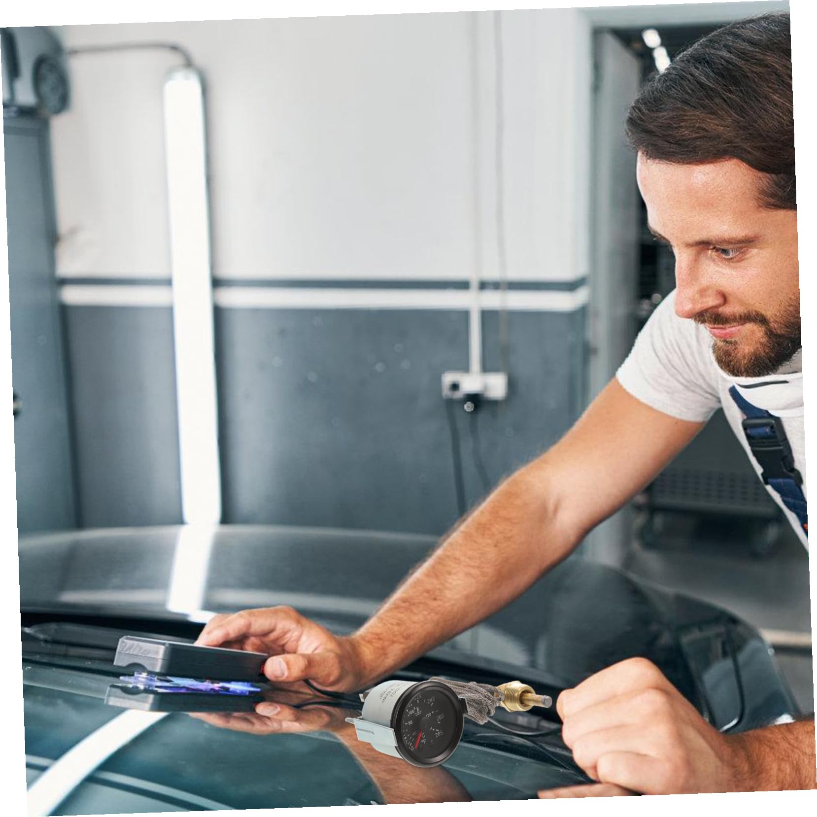 Termometro Meccanico Acqua con Sensore Indicatore Temperatura Celsius Fahrenheit Manometro Serbatoio Auto Senza Alimentazione Monitoraggio Temperatura Motore Real