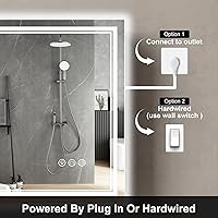 Vista 6 de Espejo de baño LED de 30x30 pulgadas con iluminación frontal y trasera (control independiente), espejo iluminado para pared de baño con 3