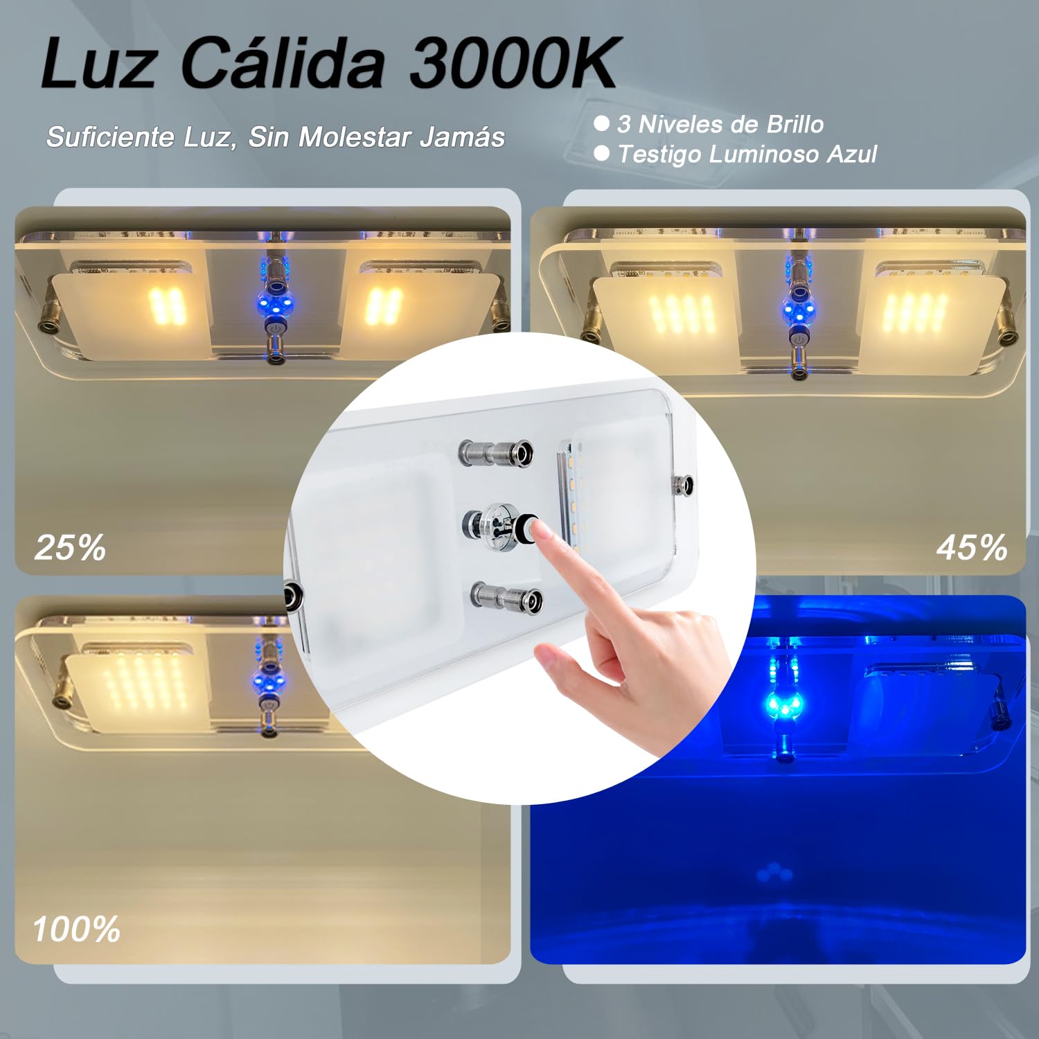 D-lite Lámpara de caravana con interruptor, 22 x 9 cm, blanco cálido
