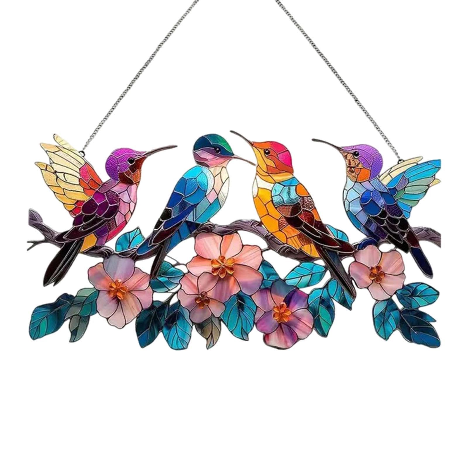 Ornement acrylique oiseaux multicolores style lumineux pour salon