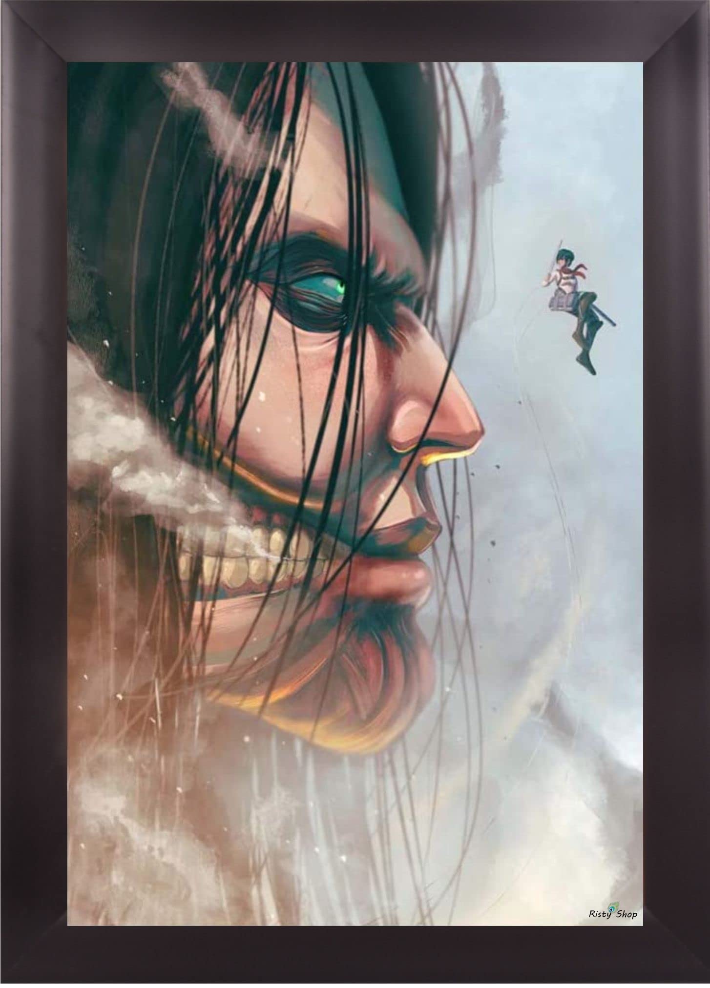 Risty Shop Attack on Titans Final Season Superhero Jujutsu Manga Anime Light Weight Wall Hanging Frame (14x10 Inch) Engineered Wood, Frame Home & Office Decor,Gift