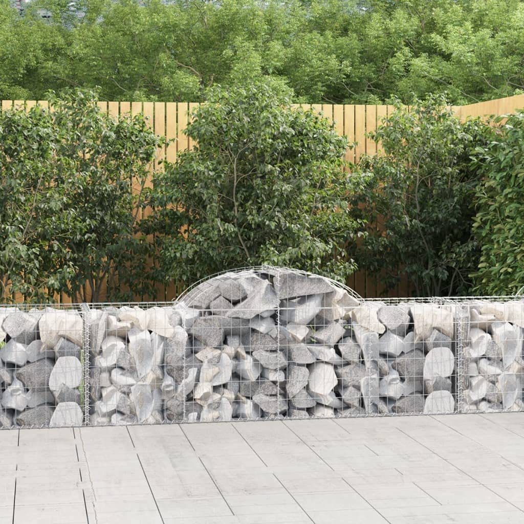 Homgoday Gartenabsperrung mit Hochbogen | Dekorative Gabionenkörbe aus verzinktem Eisen | Silbern | 200x50x60/80 cm | Terrasse & Vorgarten Model3146280