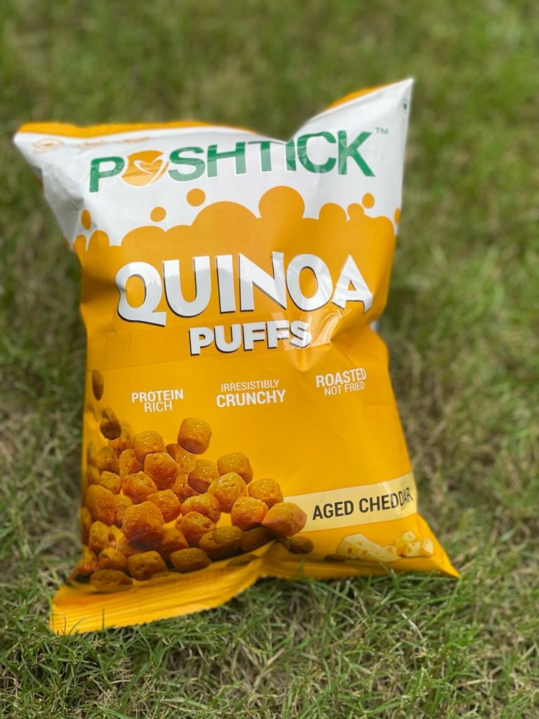Poshtick Roasted Quinoa Crunchy Aged Cheddar Cheese Puff - 60g (Pack of ...
