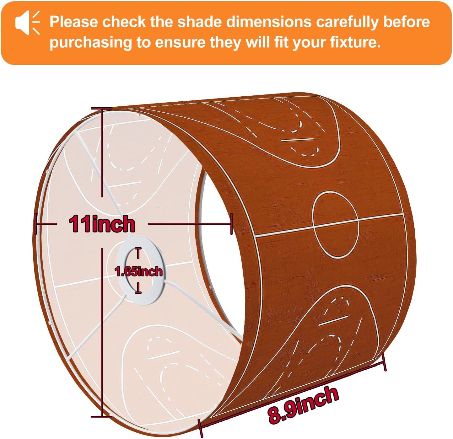 Basketball floor line wood texture Drum Lamp, Lamp Shades - 11" x 11" x 8.9" Vintage Replacement Fabric Lampshades for Table Lamps, Floor Lamps Easy Assembly