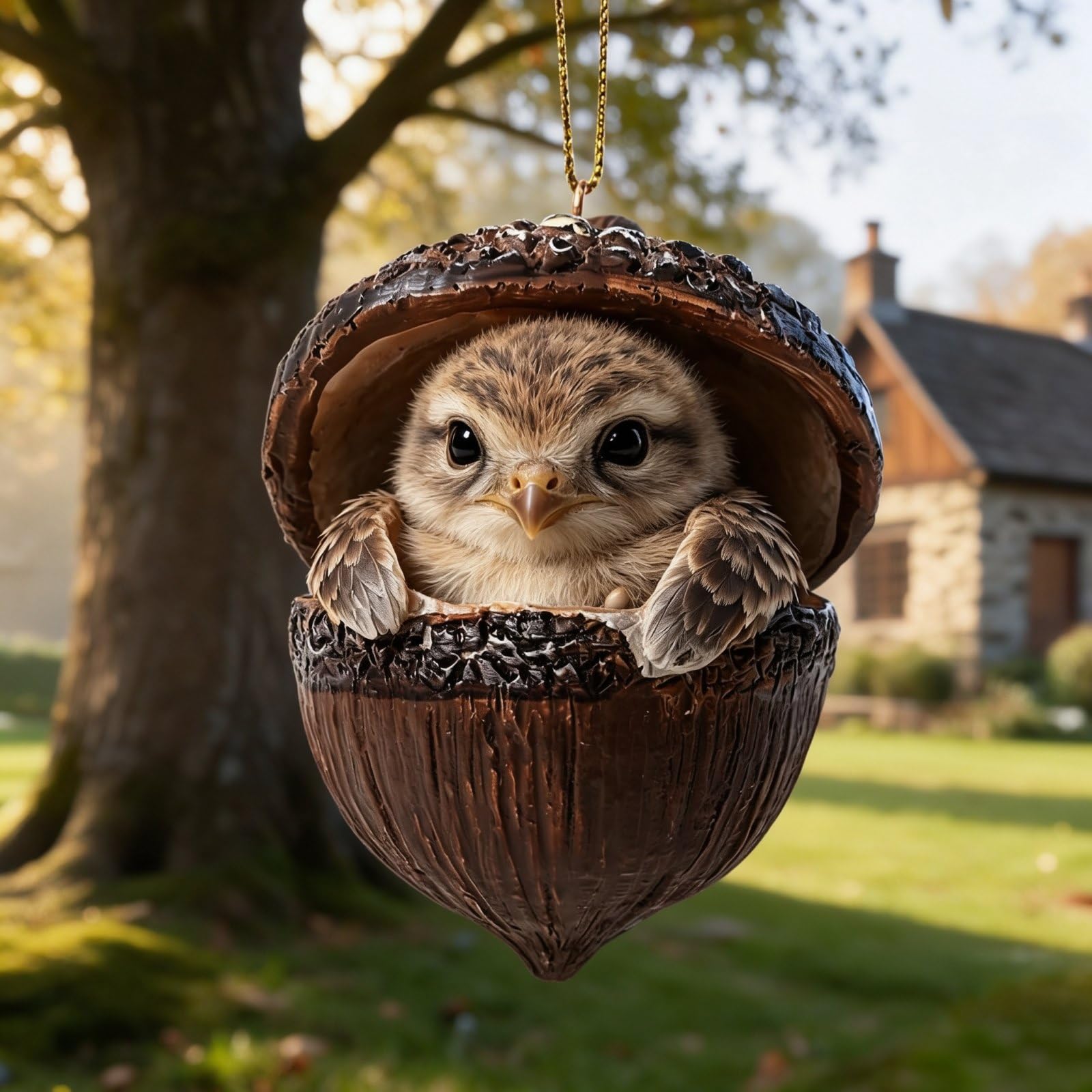 3D Forest Animal Acorn Ornaments with Realistic Animal Figures (Chick)