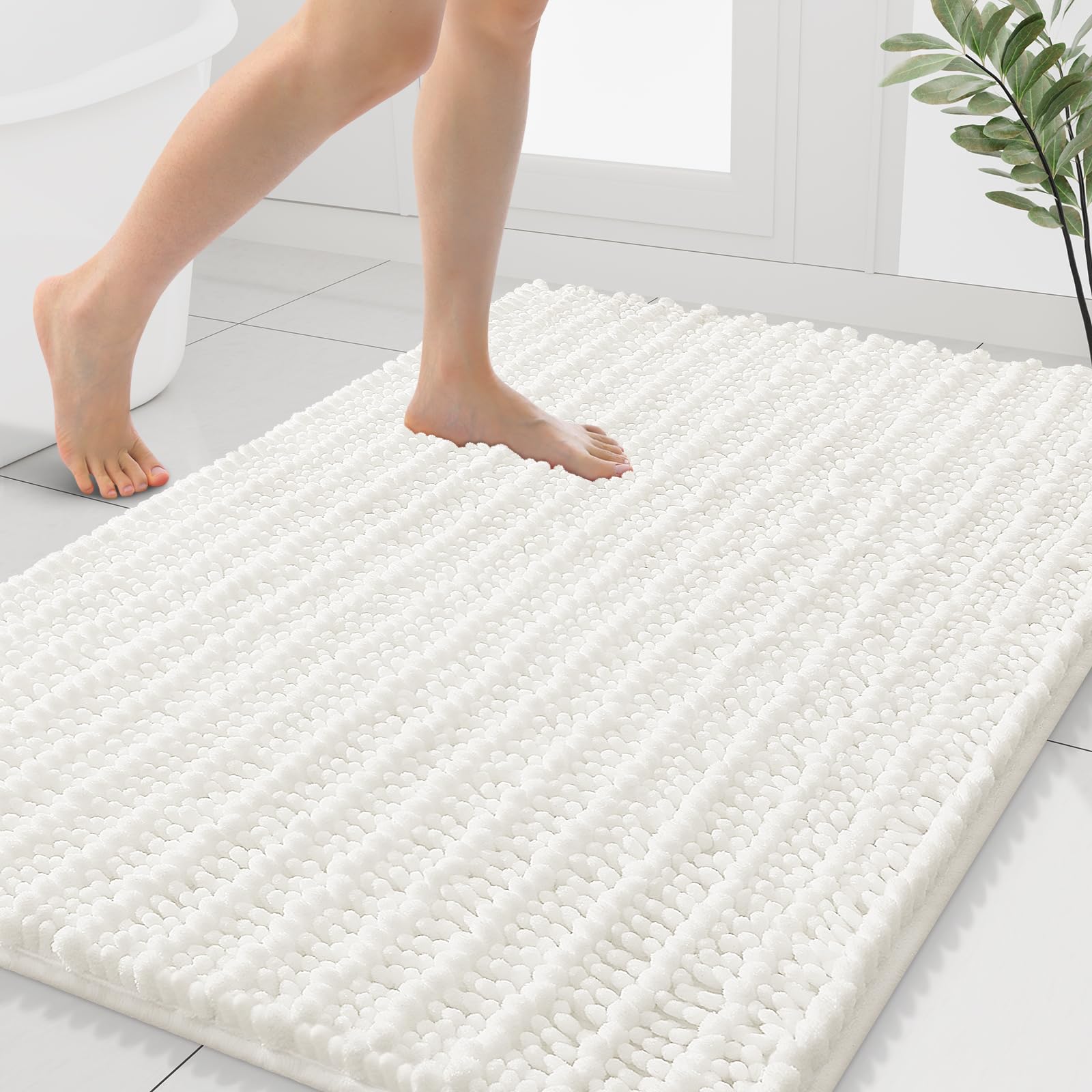 Smiry Bathroom Rugs 40X32, Extra Soft Rubber Backing Chenille Bath Mats