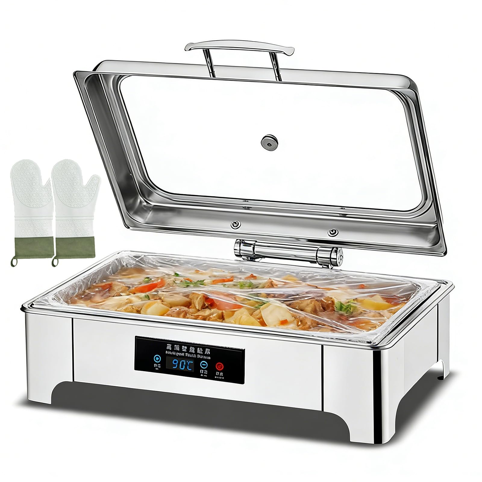 Scaldavivande elettrico, 13,5 l, in acciaio inox, con display digitale, coperchio in vetro, design staccabile, ideale per matrimoni, feste ed eventi di catering