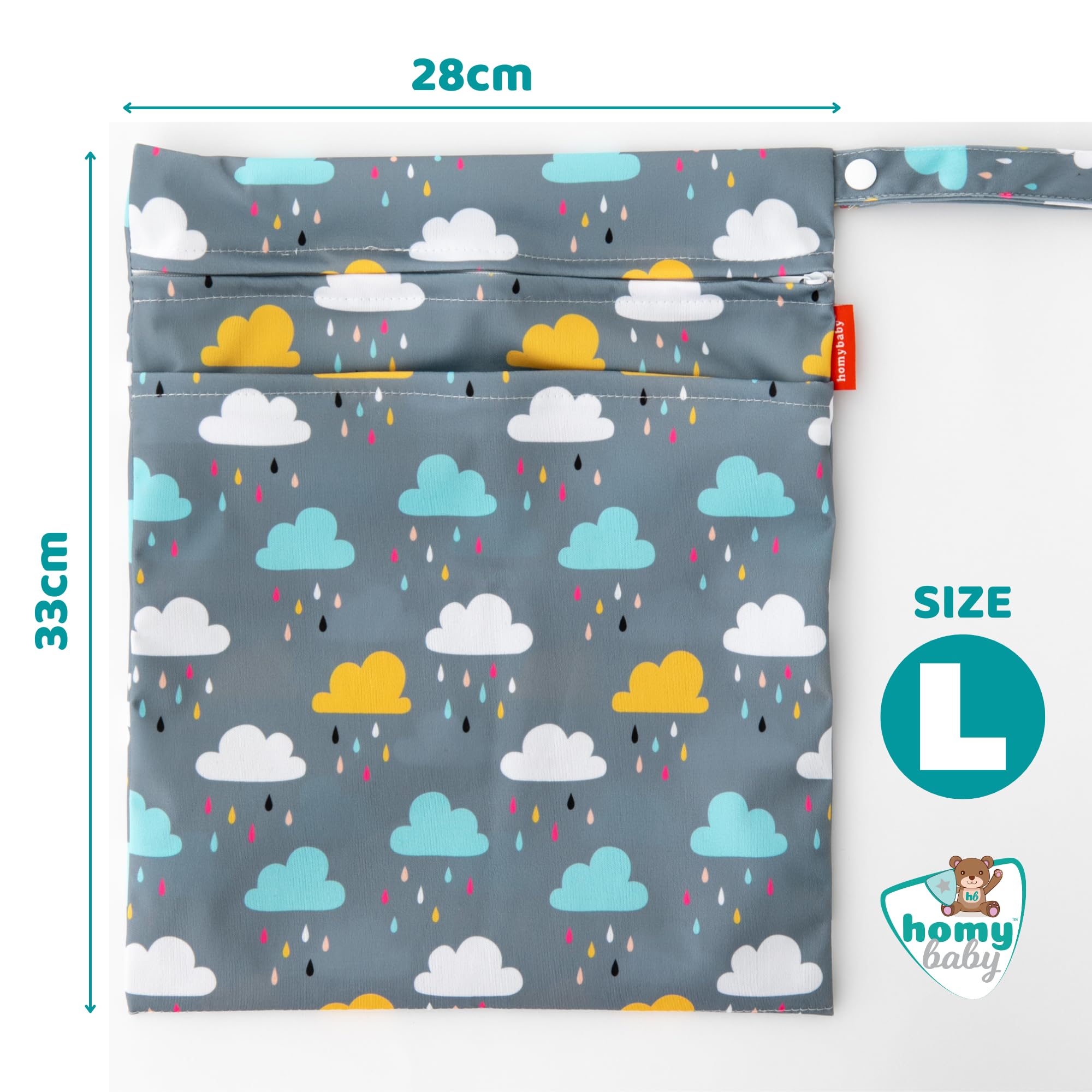 HOMYBABY® [x2 Sac Couches Lavables - pour vêtements de crèche/école - Sac à Maillots mouillé Plage/Piscine - Trousse Couche bébé - Sacs de Voyage en Tissu imperméable [33x28cm]