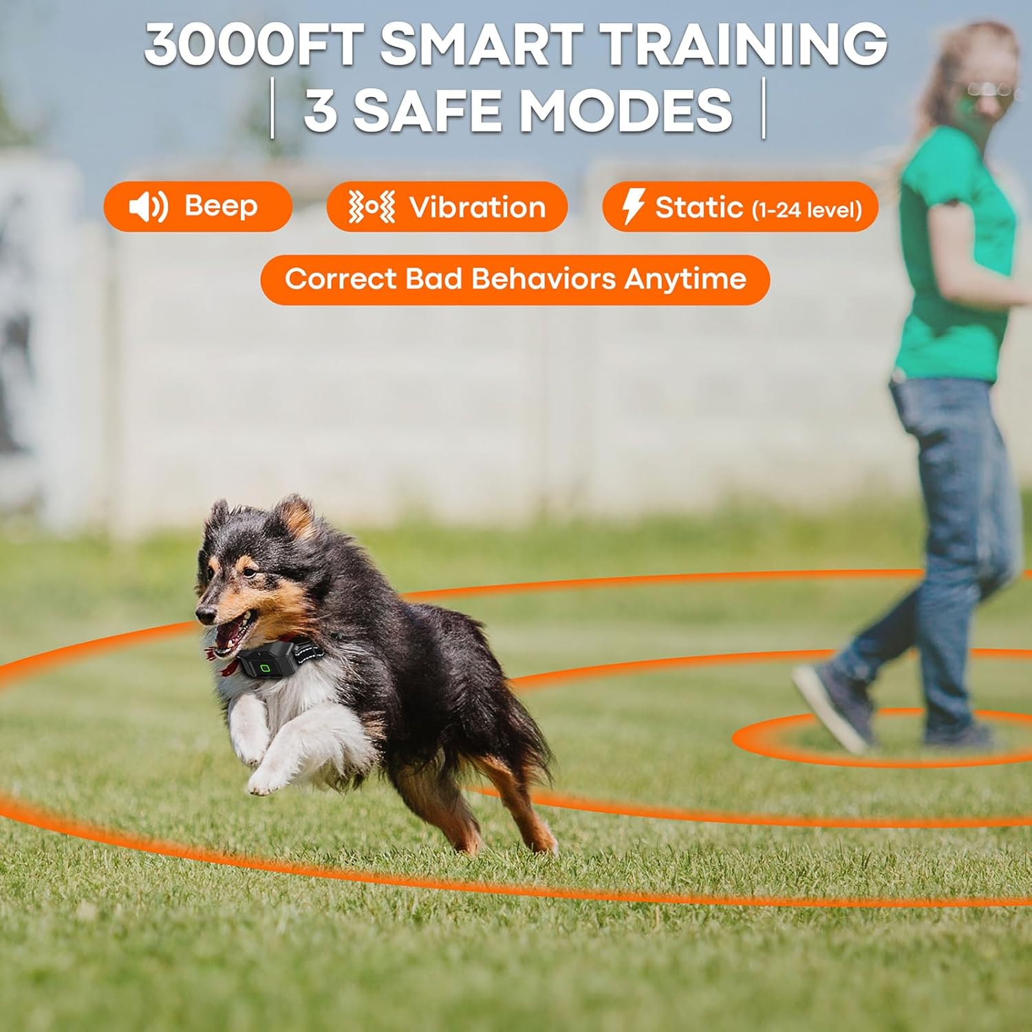 Wireless Dog Fence – GPS Dog Collar Pet Containment System with Adjustable Range 75-5600 ft, Waterproof, Beep & Vibration Feedback, Long-Lasting Battery for Small to Large Dogs