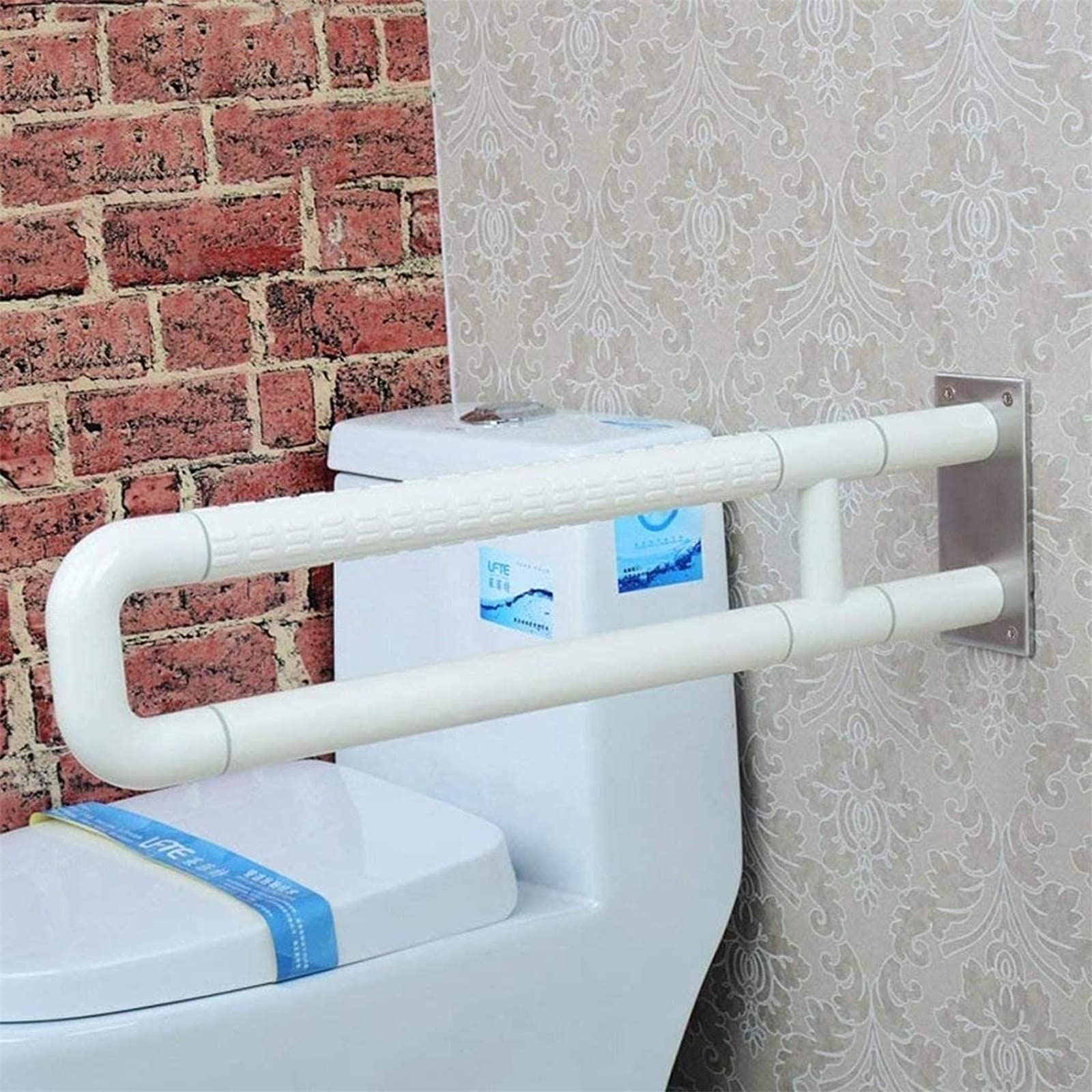 Barras de Apoyo for baño, Barra de Apoyo Colgante Antideslizante, Barra de Apoyo de Seguridad Fija for baño, Inodoro, niños Mayores, función de visión Nocturna(White)