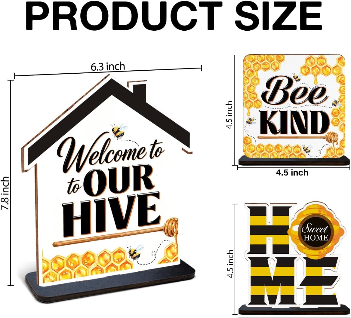 3 Pcs Bee Decor Decoration - Home Sweet Home Wooden Decor Sign image 3