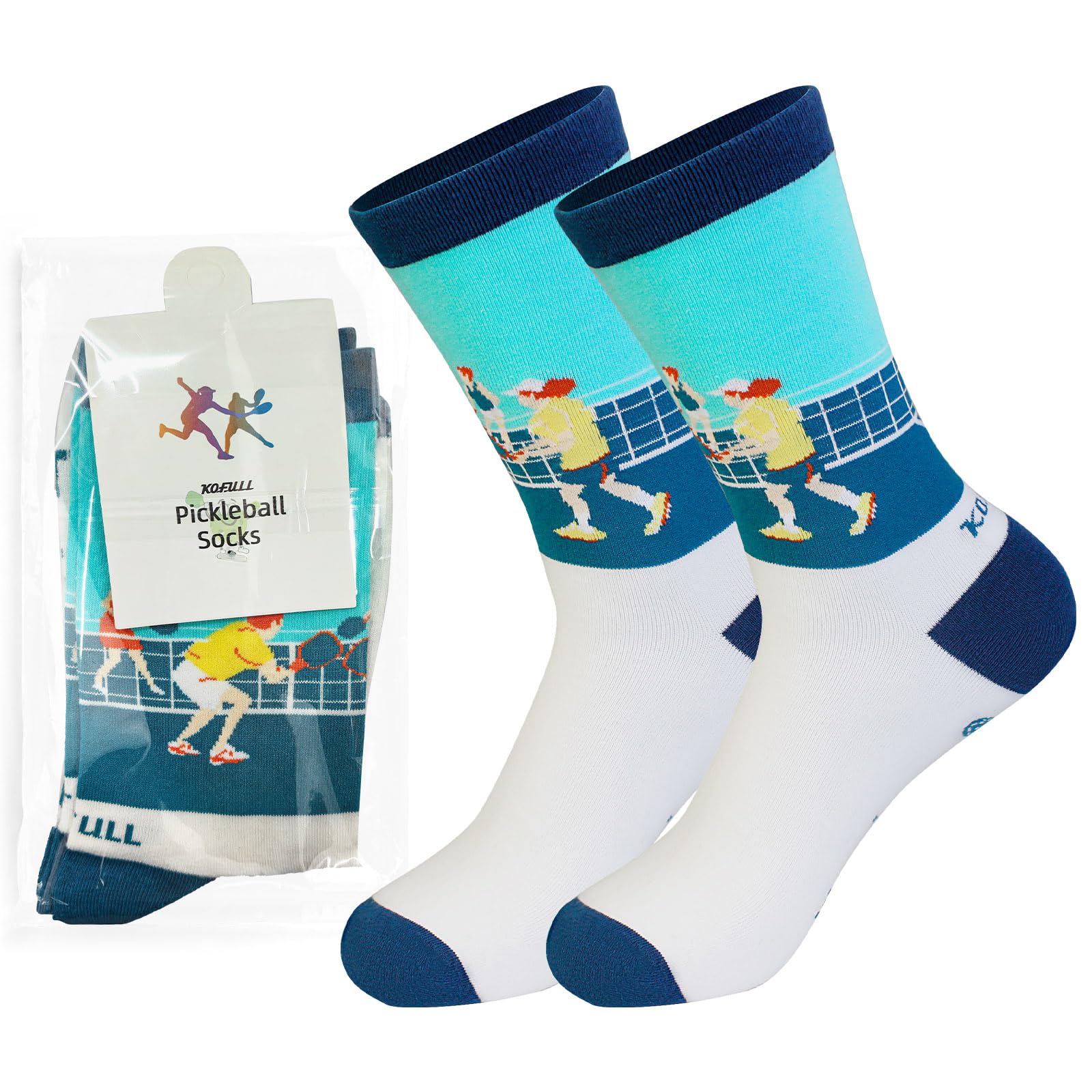KOFULL Funny Pickleball Socks, Pickleball Themed Sock, Crew/Ankle socks, Accessories Gifts for Pickleball Fan Gift, Size 6-13