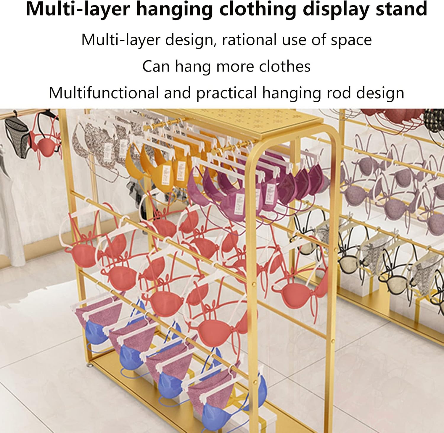 Garment Rack Clothing Display Holder, Modern Industrial Pipe Hanging Rod, Multifunctional Retail Shelf for Boutique, Underwear, Socks, and Purse Storage image 4