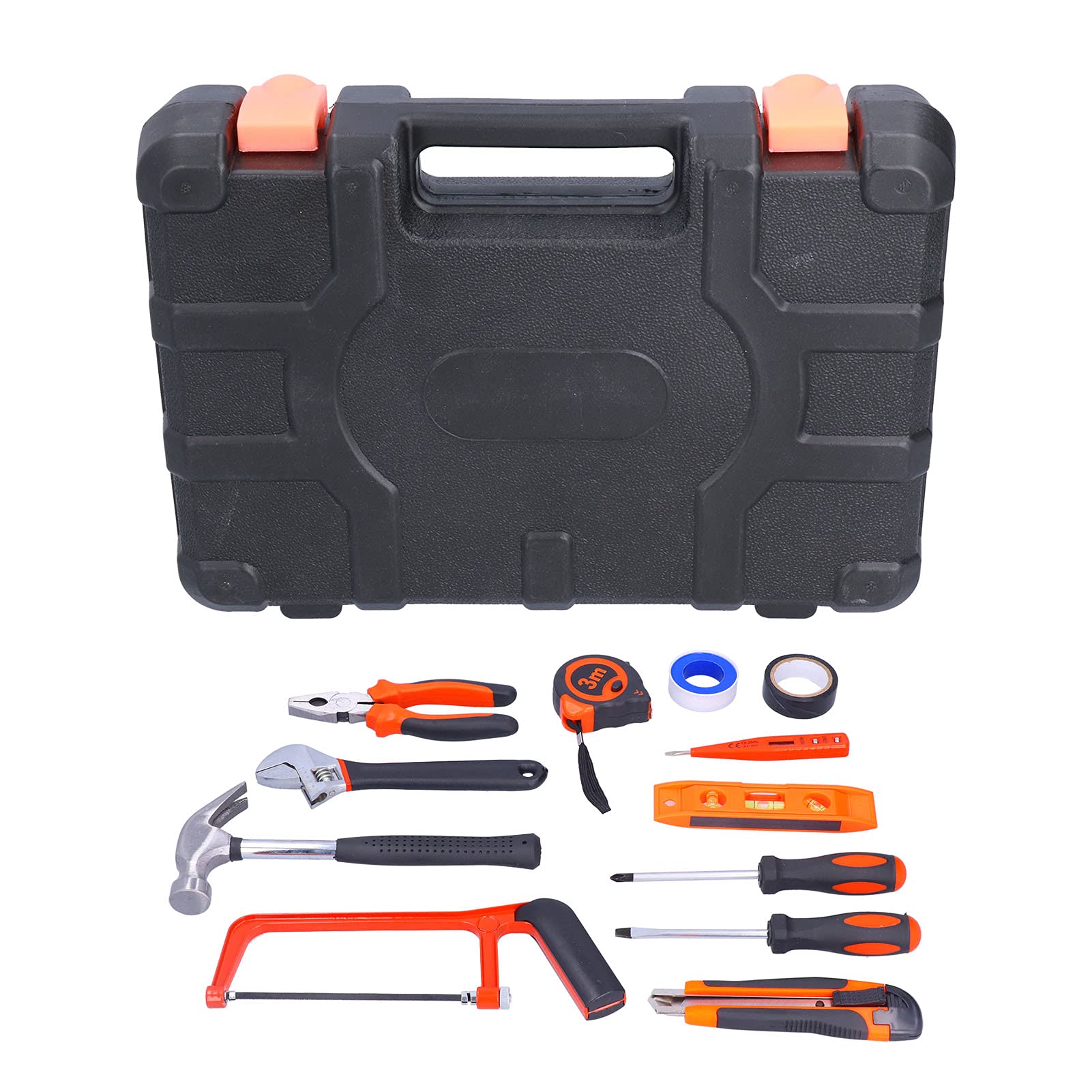 Kit de herramientas profesionales: juego de 13 herramientas manuales resistentes con caja de almacenamiento para mantenimiento del hogar, proyectos de bricolaje, carpintería y trabajo eléctrico