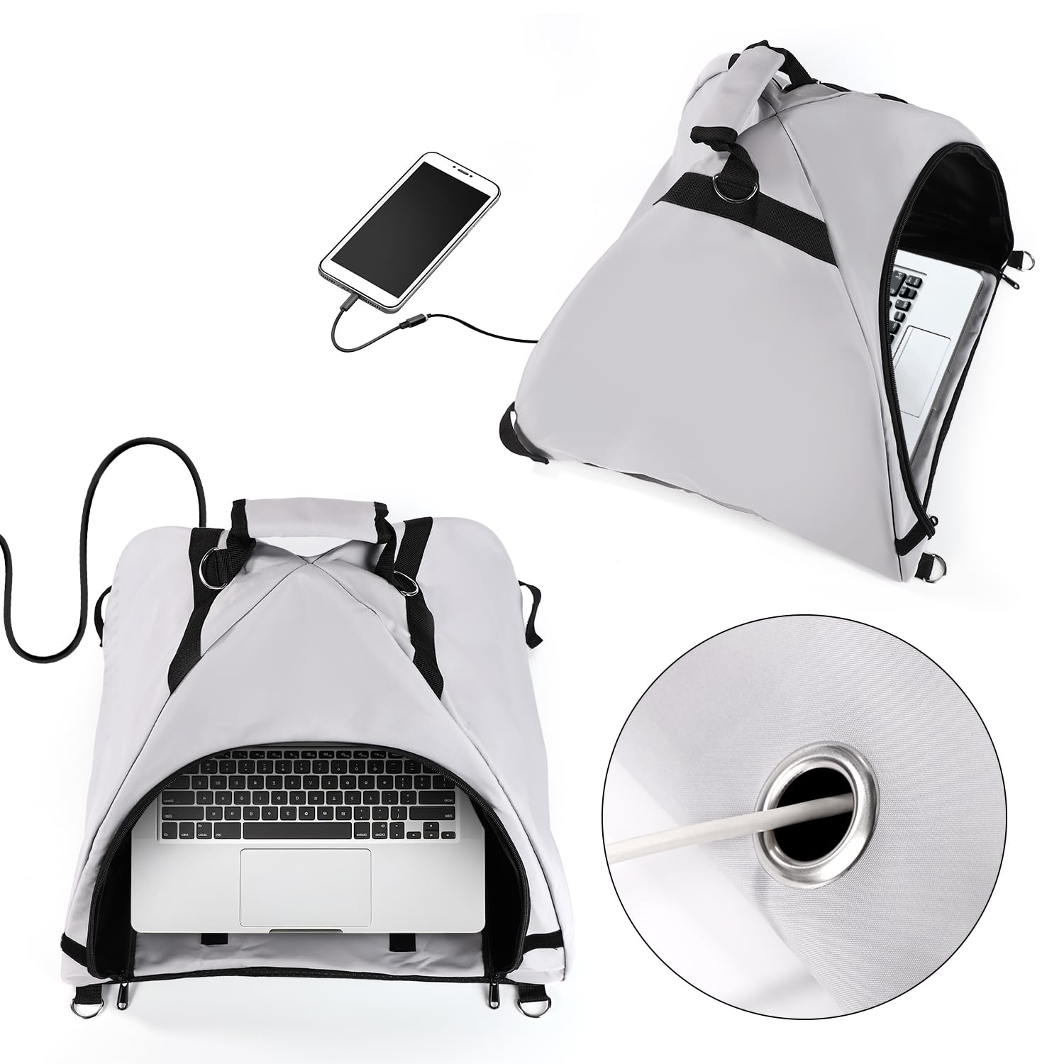 Tenda Laptop, Parasole Laptop Tessuto Impermeabile Tent Computer per Lavorare All'Esterno Protezione Antiriflesso Riflettente Calore Tenda Sole Borsa Convertibile per Esterni (Rosa