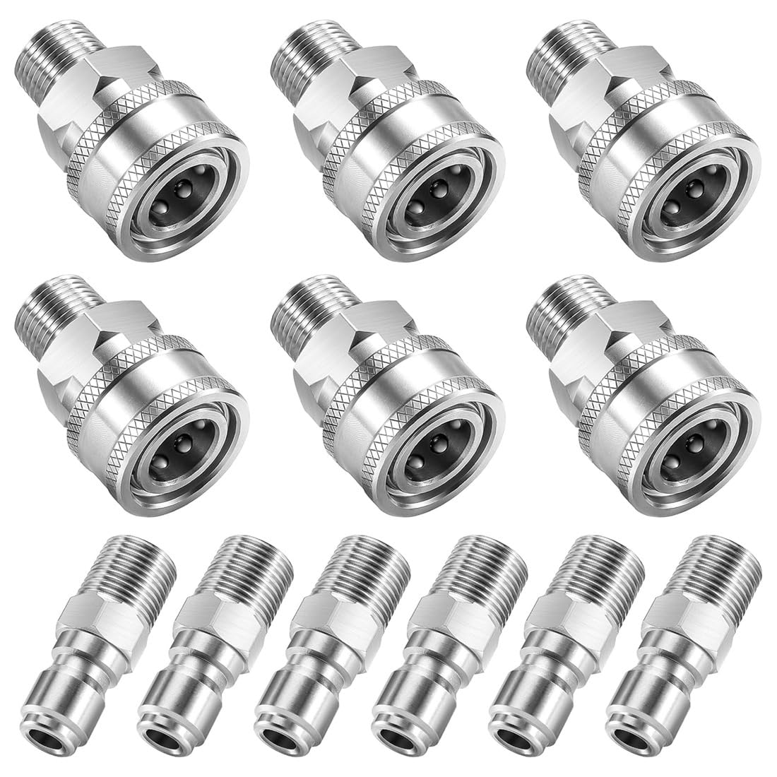 UDSKNV[KSL 3/8" Pressure Washer Quick Connect Kit, Stainless Steel Power Washer Adapter Fittings, Male NPT Thread, 12 Pcs, 5000 PSI