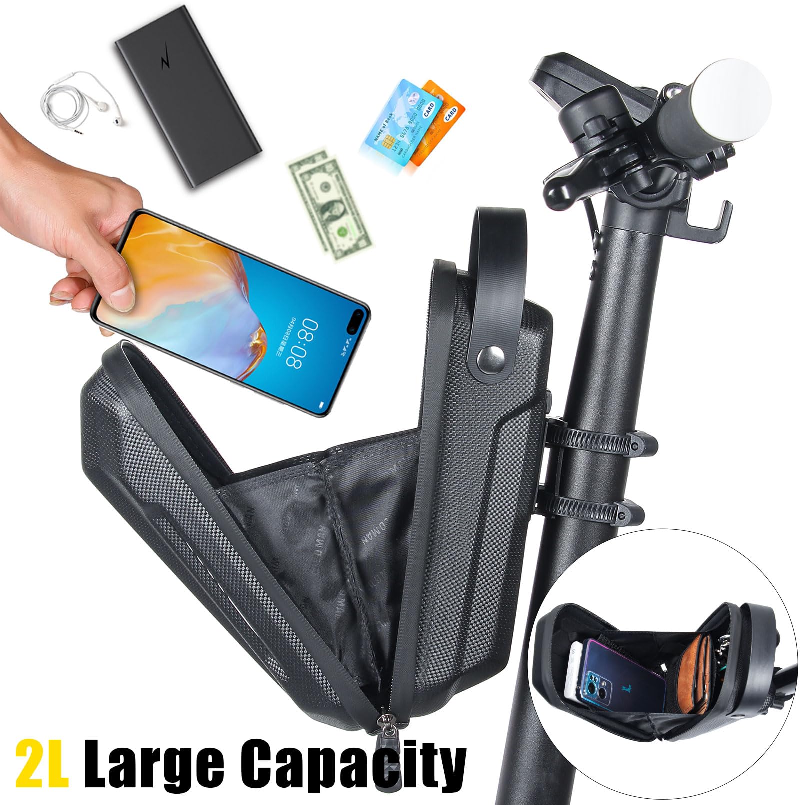 CHICLEW Scooter Tasche für Roller, Rollertasche Front Tube Bag Groß Lenkertasche Wasserfest, Vordertasche für Elektroroller Xiaomi MI Mijia M365 Sedway Ninebot E ES1/ES2/ES3/ES4