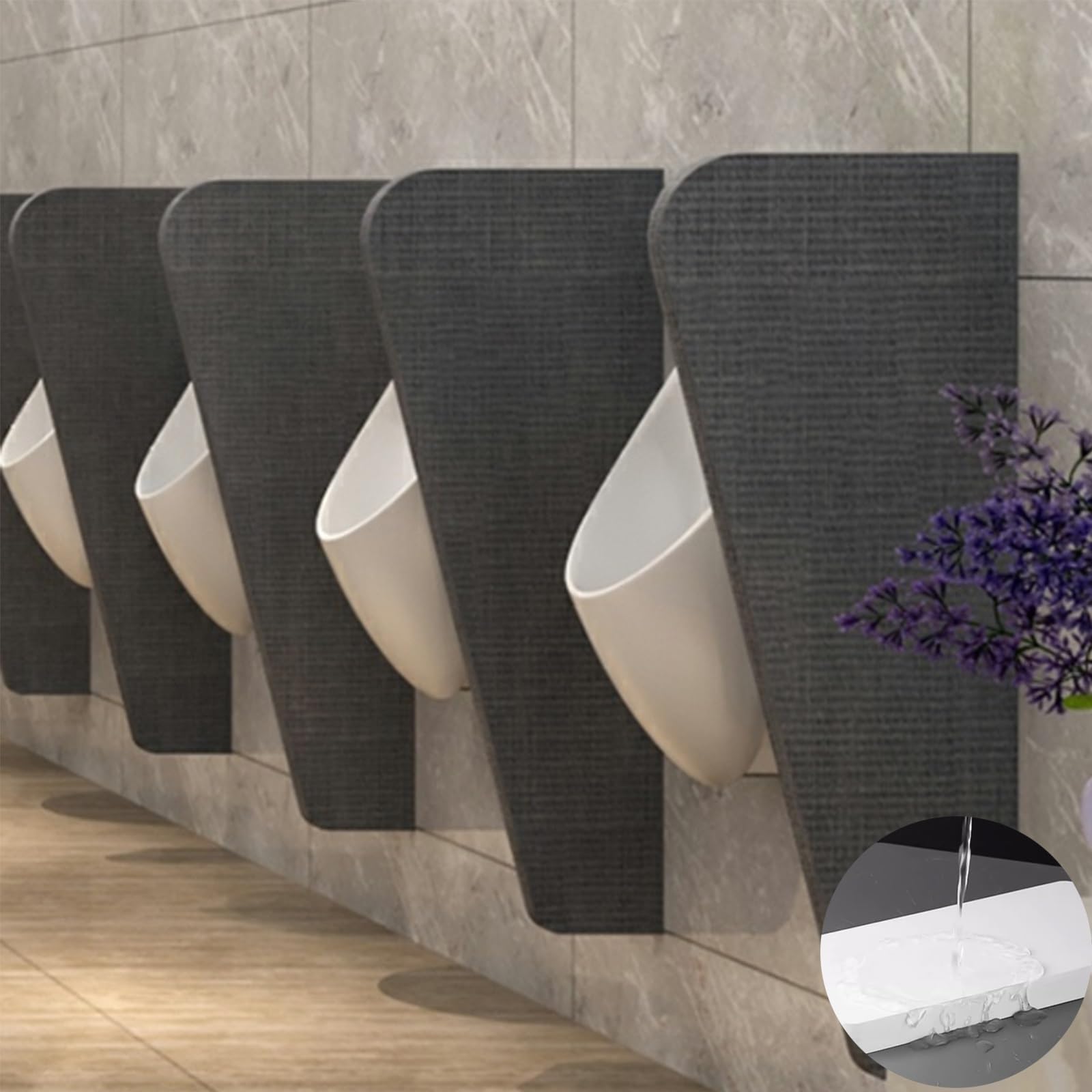 Mampara divisoria de privacidad para urinario masculino de madera para escuelas y hostelería