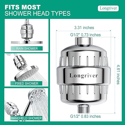 Miniatura 5 de R7 Filtro de Ducha de Alta Capacidad Filtro de Agua de Ducha para Agua Dura 99.99% Elimina Cloro, Metales Pesados, Suavizante de Agua de Ducha,