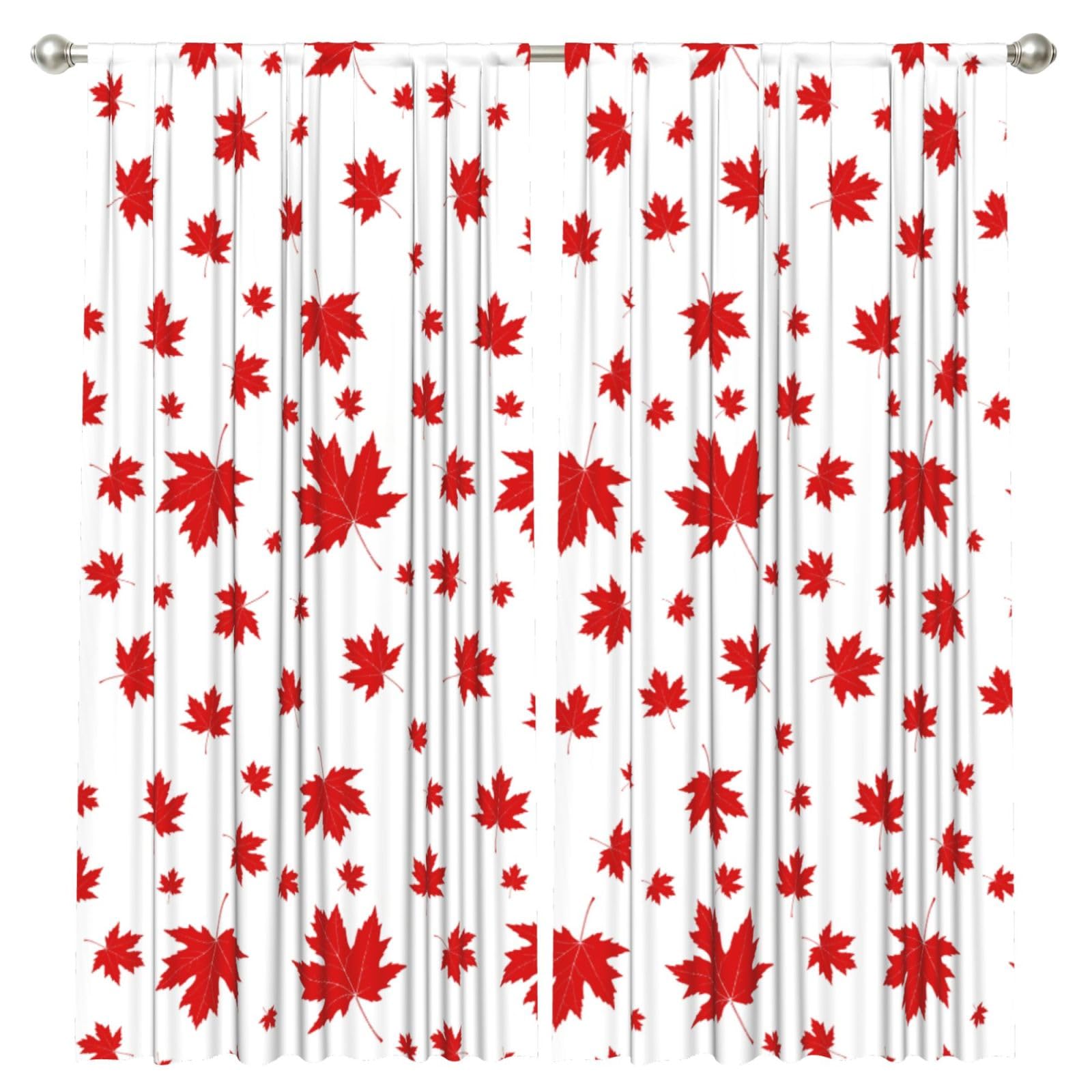 InOmak Red Maple Leaf, 2 Panels Window Curtains 52 x 84 Inch Blackout Curtains for Living Room Bedroom