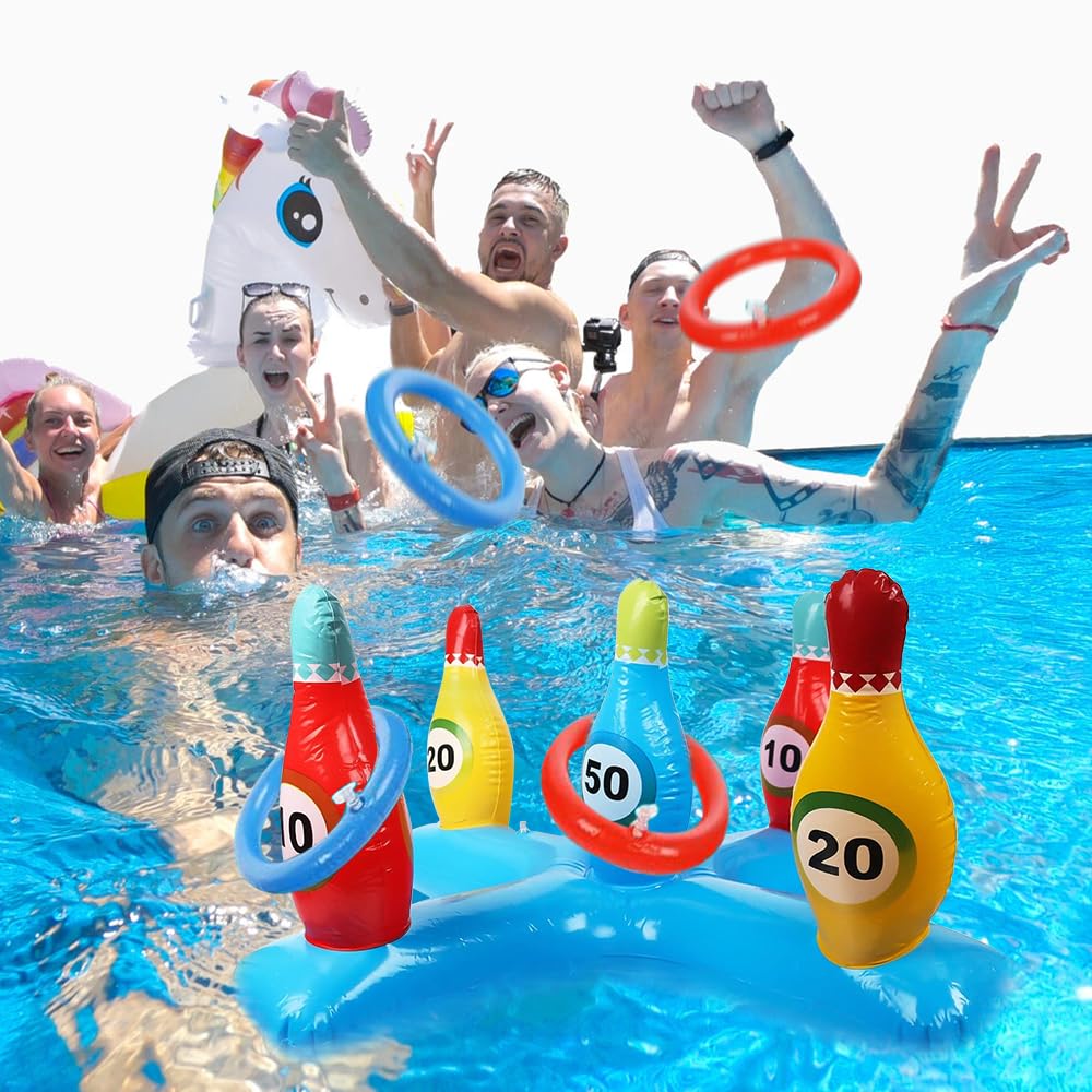 Jeu Piscine Gonflable Bowling Quilles - Jouet Eau Été Pour Enfants Et Famille