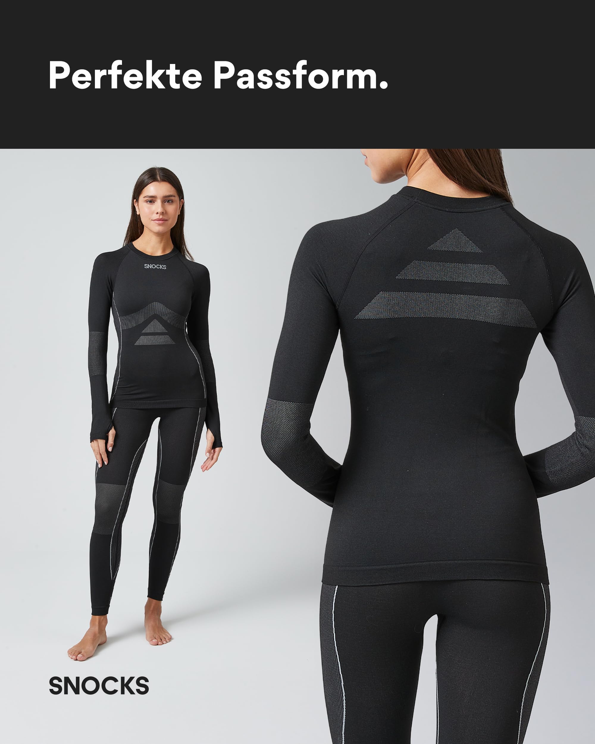 Snocks Thermounterwäsche Damen - Perfekte Passform, atmungsaktive Skiunterwäsche - Wärmeisolierende Funktionsunterwäsche für Wintersport - Gr. XS-XXL