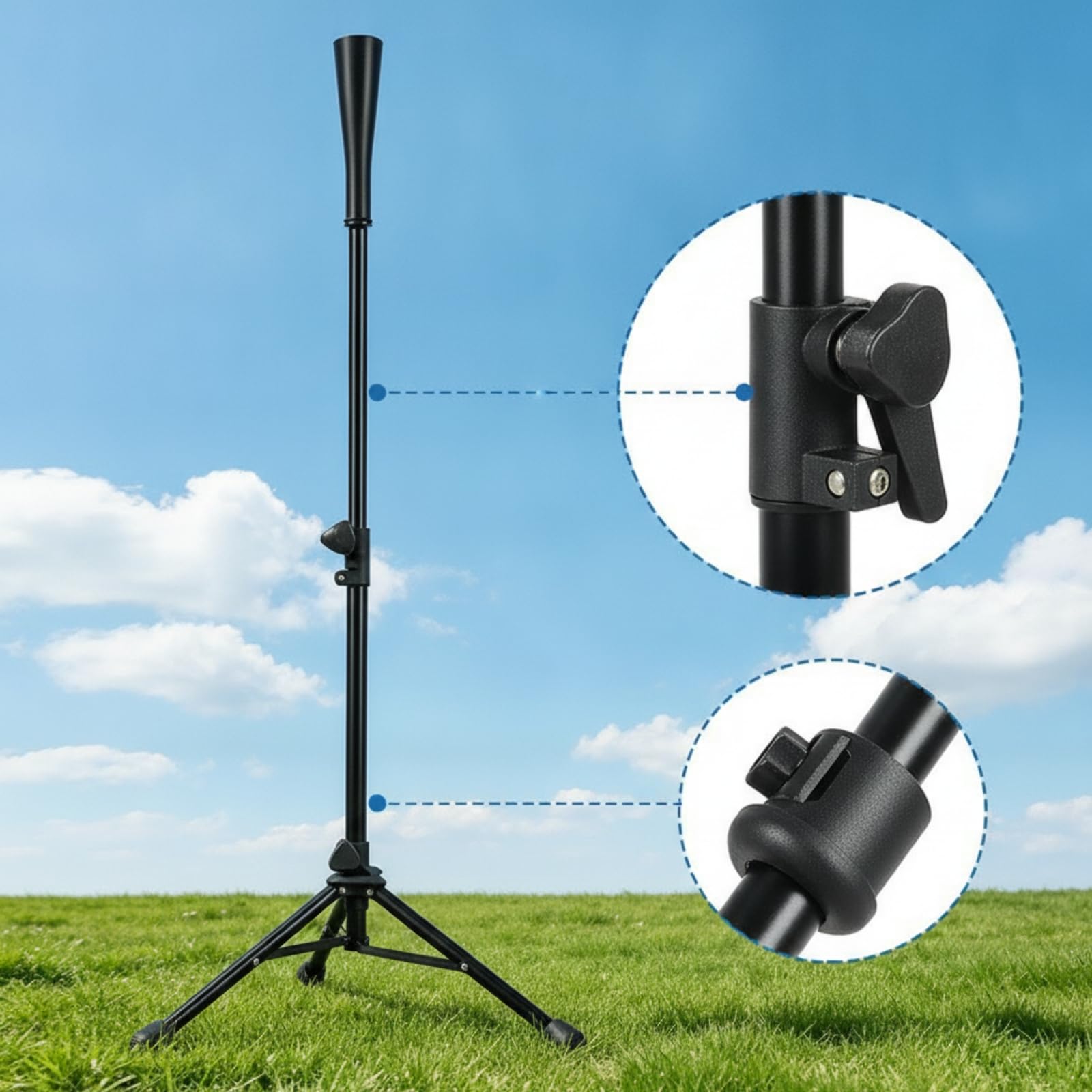Harilla Baseball Trainingsständer Schlagtee Ballständer Schlaghilfe Trainingsgerät mit Verstellbarem Pfosten Und Festem Stativ, Rot, Erwachsenenmodell Ausziehbar 115cm