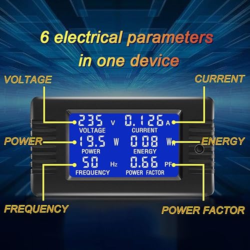 Miniatura 2 de CrocSee AC 80-260V 100A CRS-022B Pantalla LCD Voltaje de corriente digital Potencia Frecuencia de energía Factor de potencia Multímetro Amperímetro