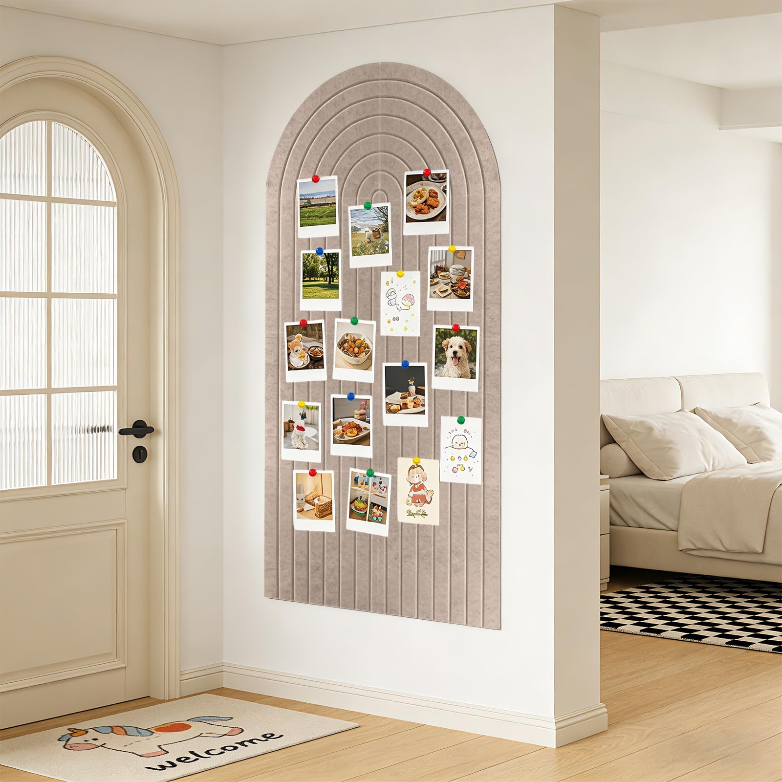 Tableau d'affichage autocollant en feutre épais - Pliable - En liège - Tableau en liège - Planche décorative pour photos, notes, bords - Pour salon, bureau - Chameau foncé - 60 x 120 cm