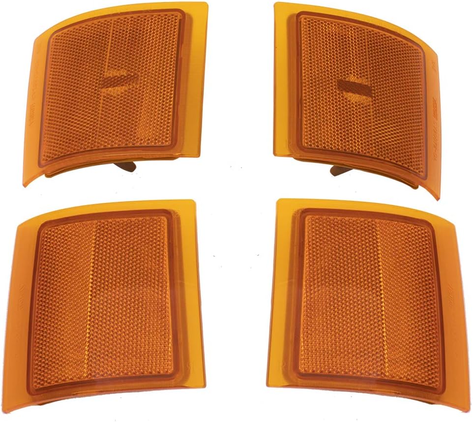 Brock Replacement Lower & Upper Signal 4 Piece Side Marker Lamp Driver and Passenger Set Compatible with 1994-2002 C/K Pickup Truck