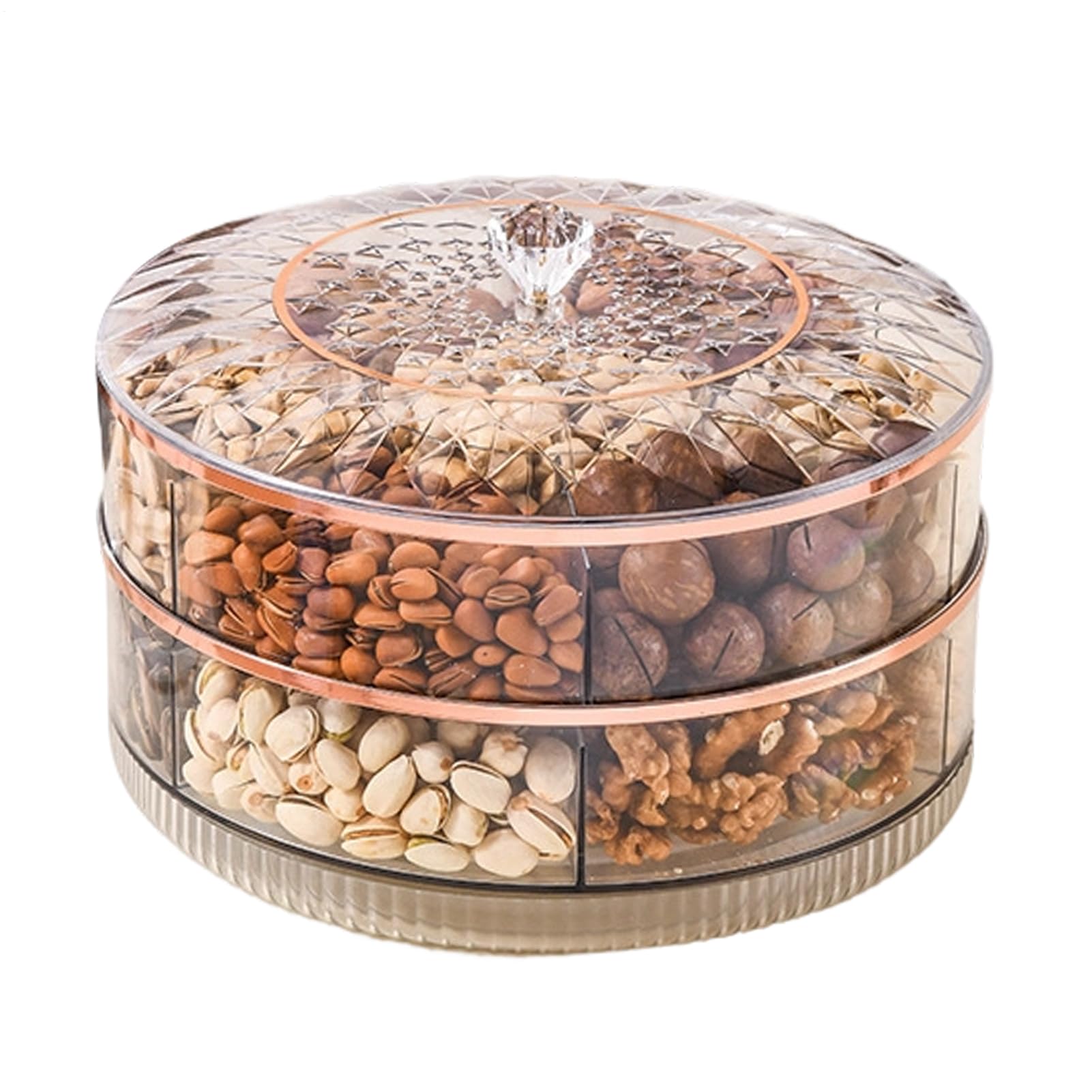 Bandeja de servir con compartimentos y tapa Bandeja de 7 Compartimentos | Bandeja de snacks con asa Para almacenar alimentos, frutos secos, , picnic, bodas, recepciones y