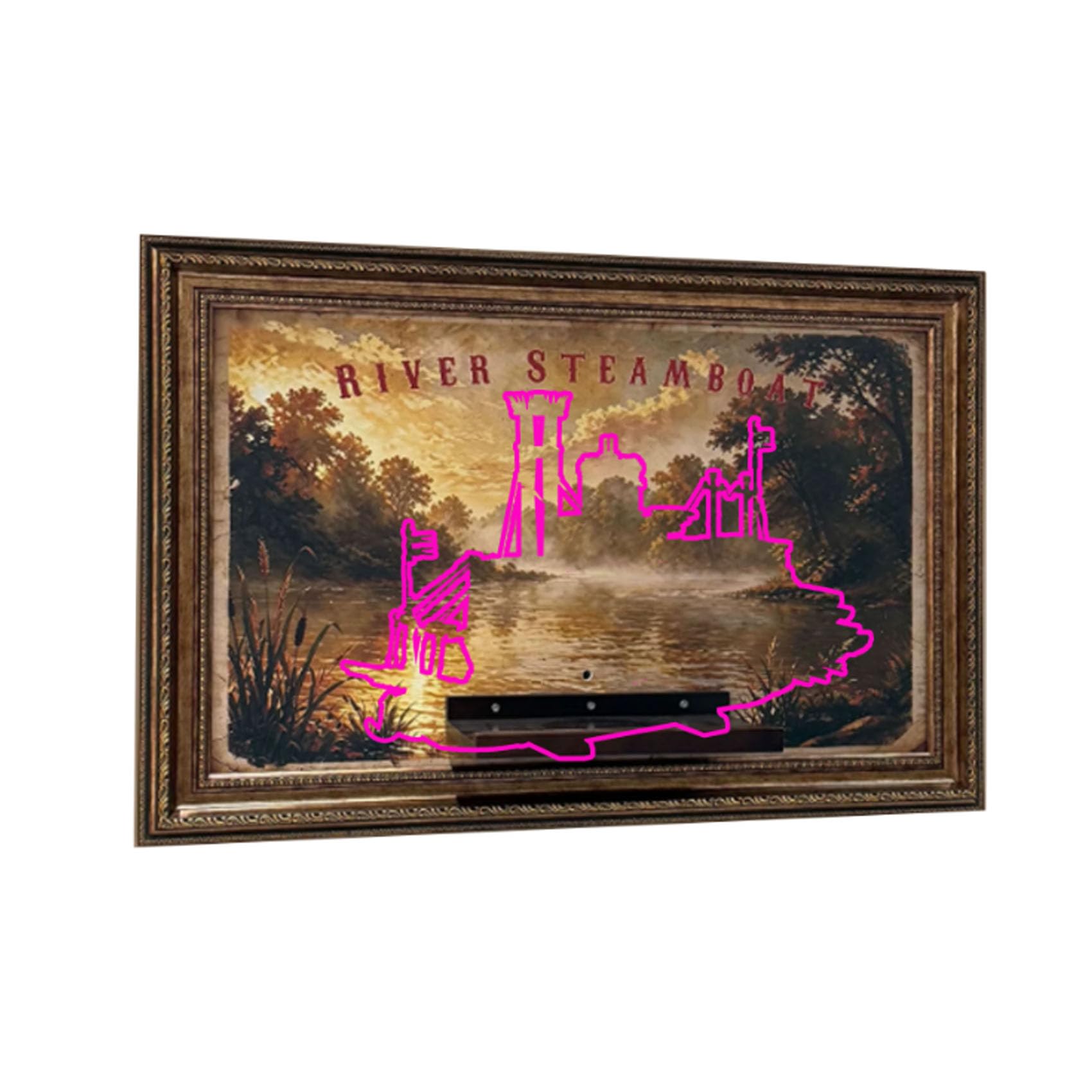 Display Wallboard for Le-go 21356 Canal Steamboat Set, Wall photo frame, Wall Mount Display Stand Art Wall Mount Frame,(Model not Included) (without Light)