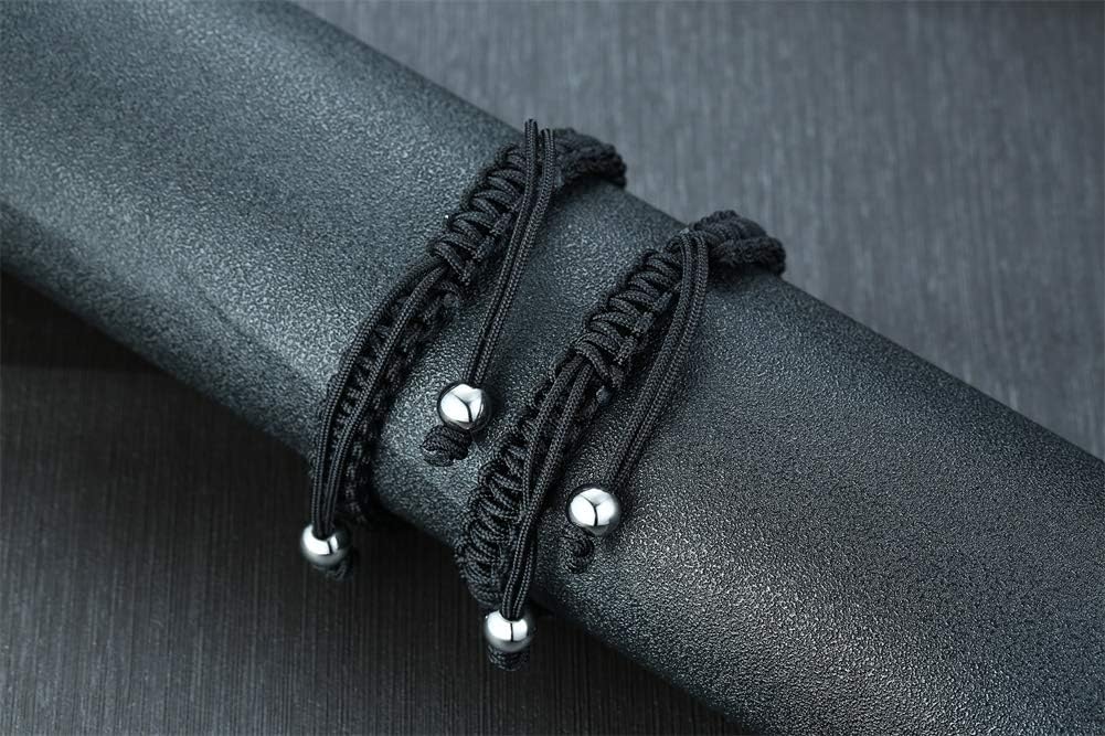 MEALGUET Personalized ID Couple Bracelets Custom Engraving Handmade Braided Rope Wrist Bangle for Men Women Friendship, Adjustable,Customized Bracelet Gift for Men Husband - Image 3