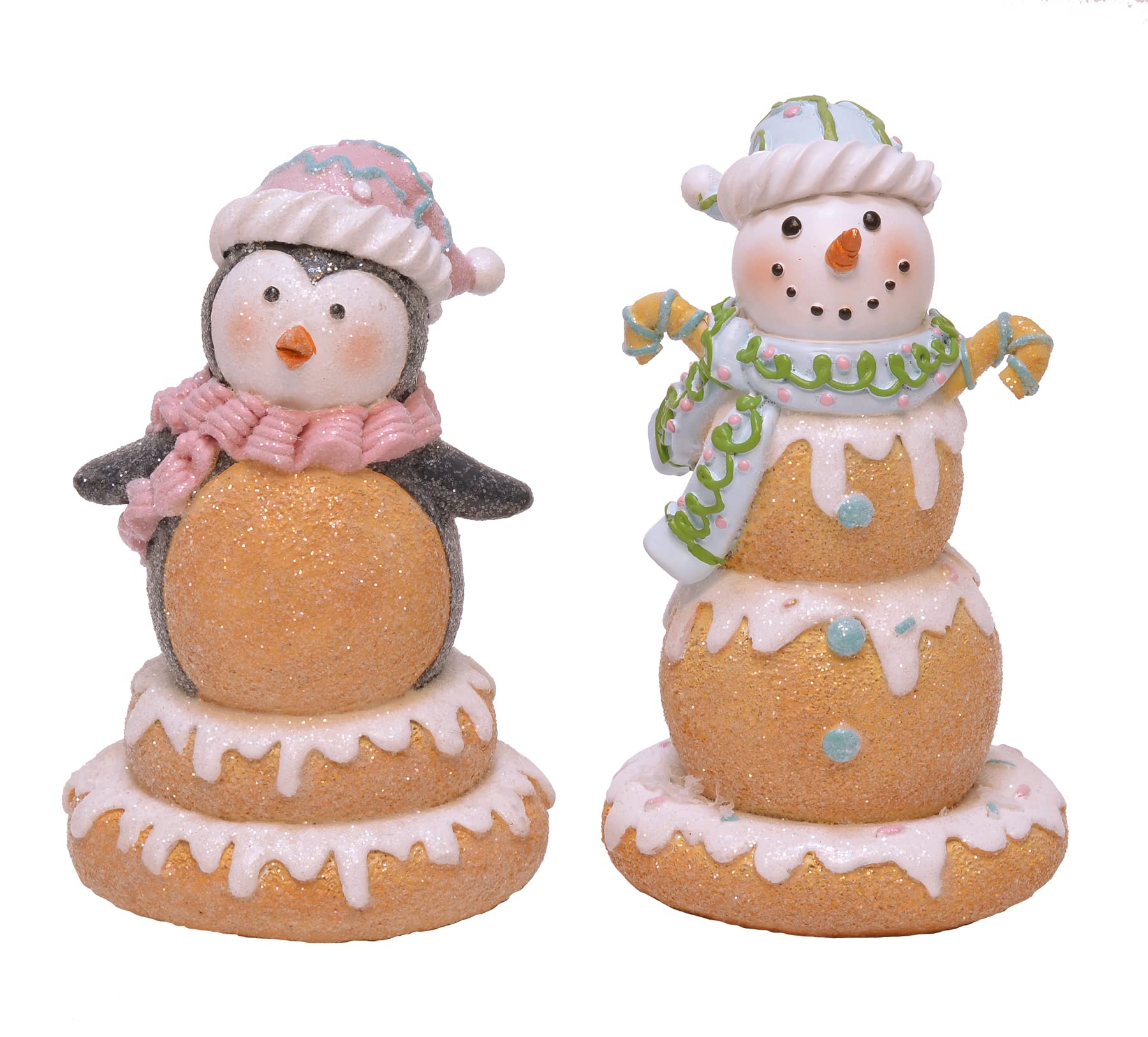 Figurines bonhomme de neige et pingouin givre lot de 2, le cadeau parfait pour Noel