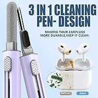 Vista 2 de 【1 Pack】 Kit limpiador para estuche de Airpods 4, kit de limpieza en forma de pluma con cepillo suave y esponja de fieltro para estuches de carga