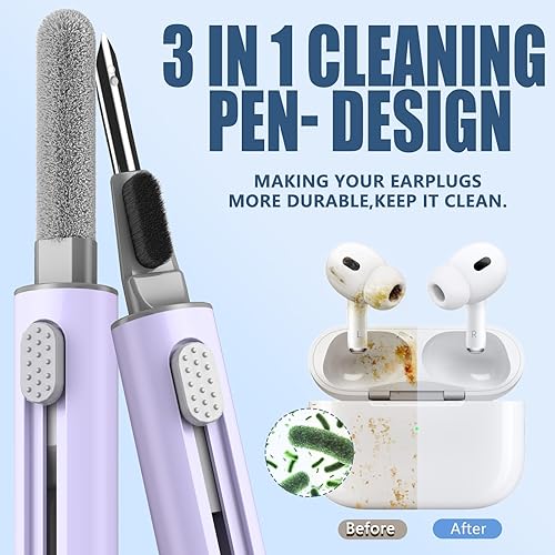Vista 32 de Inesore Kit de limpieza para Airpods Pro 3 2 1 Series, herramienta de limpieza multifunción para auriculares, auriculares, iPhone, altavoz