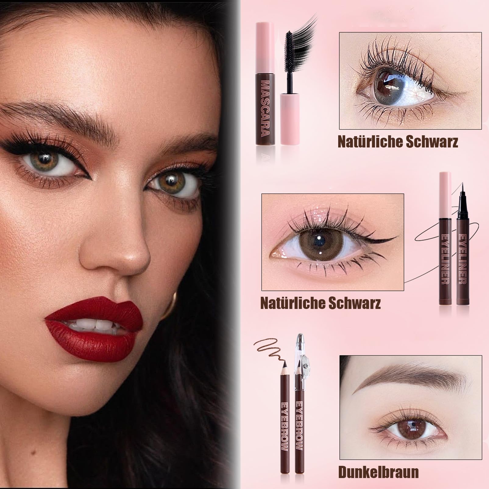 Set di Trucco All in One, 9 Pezzi Set di Trucco Regalo per Donne Ragazze Kit Completo di Cosmetici Starter Kit Rossetto, BB Crema, Polvere, Mascara, Eyeliner, Matita per Sopracciglia