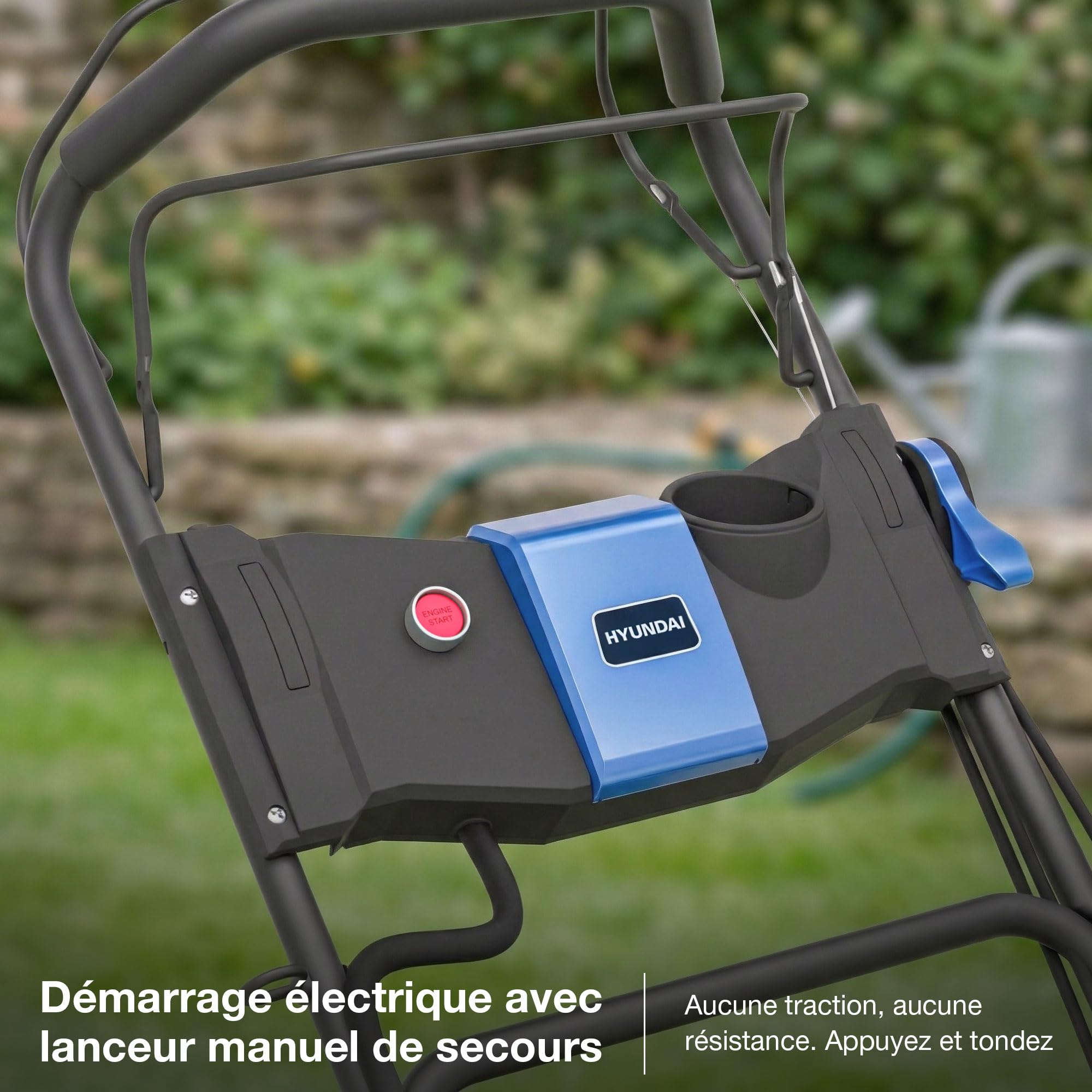Hyundai Tondeuse à Gazon Thermique Autotractée Noire 46 cm, Démarrage Électrique, Moteur 139 cm3 3,7 CV, Bac 60 L, 4-en-1, Garantie 3 Ans - HYM18150SPEX